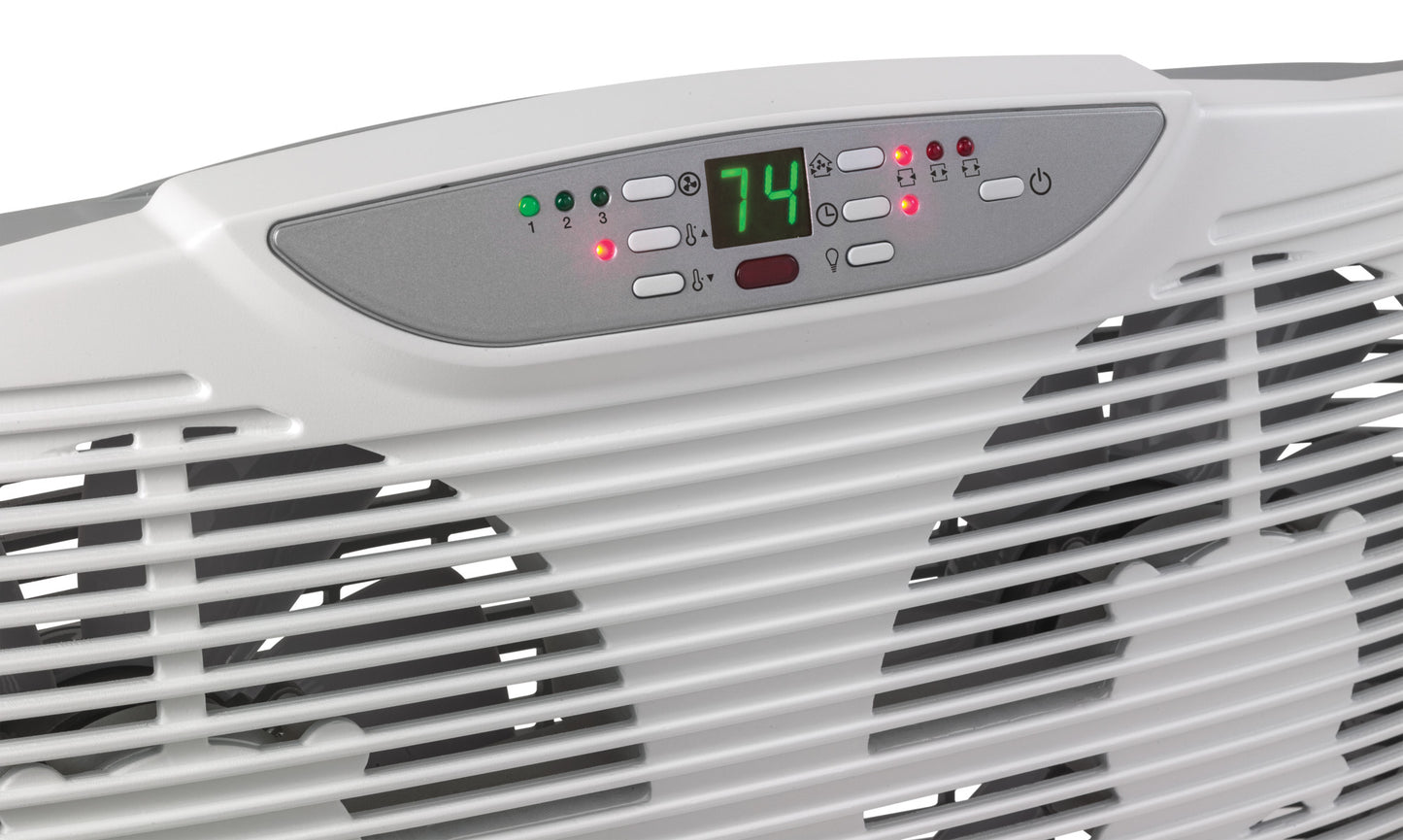 Lasko 3-Speed Electrically Reversible Twin Window Fan with Remote Control, W09550, White