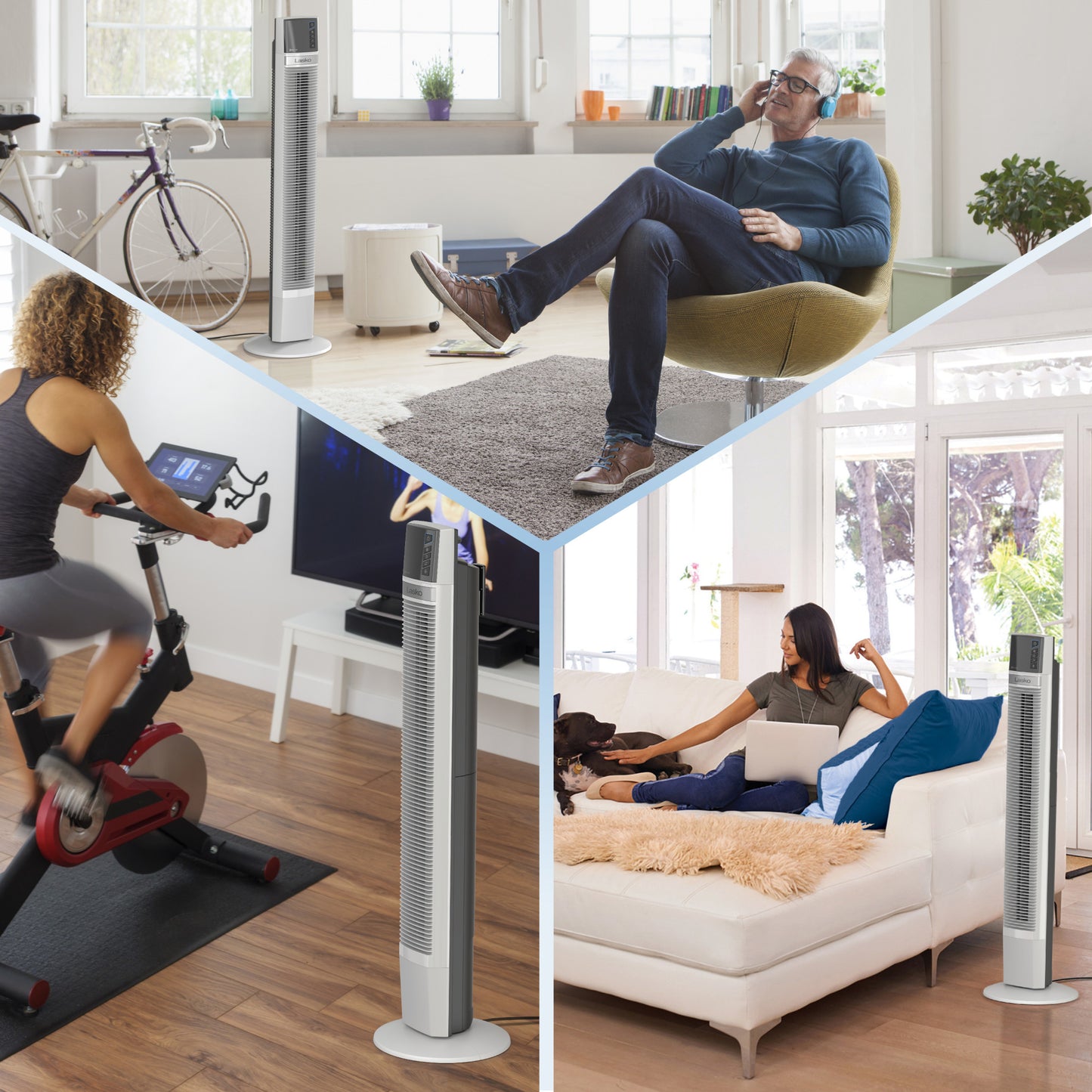 Lasko 48" Xtra Air 4- Speed Tower Fan with Remote Control, T48337, Silver