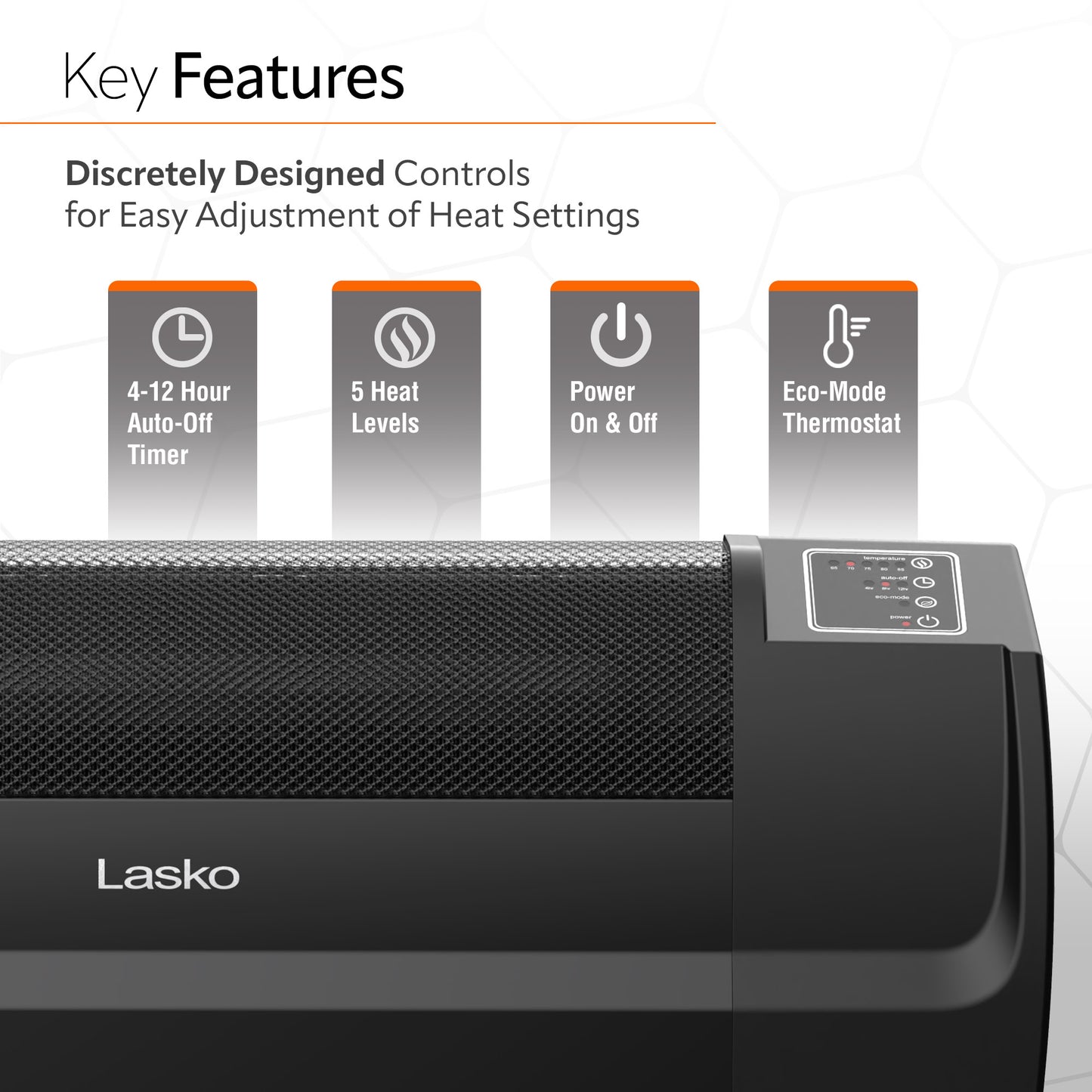 Lasko RL12720 Low-Profile Space Heater with Electronic Display, Black