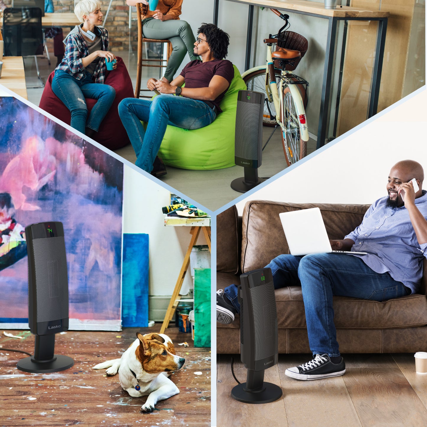 Lasko 1500W Ceramic Pedestal Space Heater with Remote, CS27600, Black