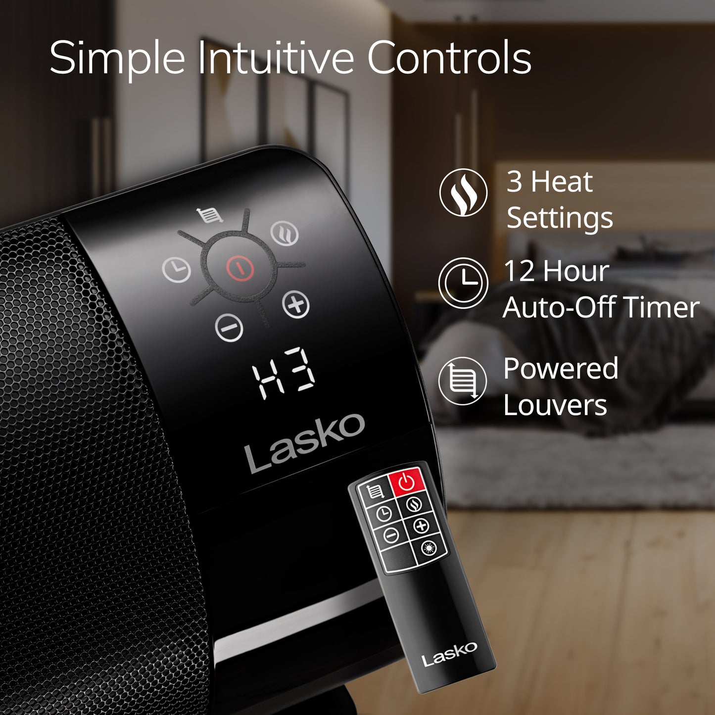Lasko CL22100 1500W Low Profile Baseboard Space Heater with Remote Control: Black