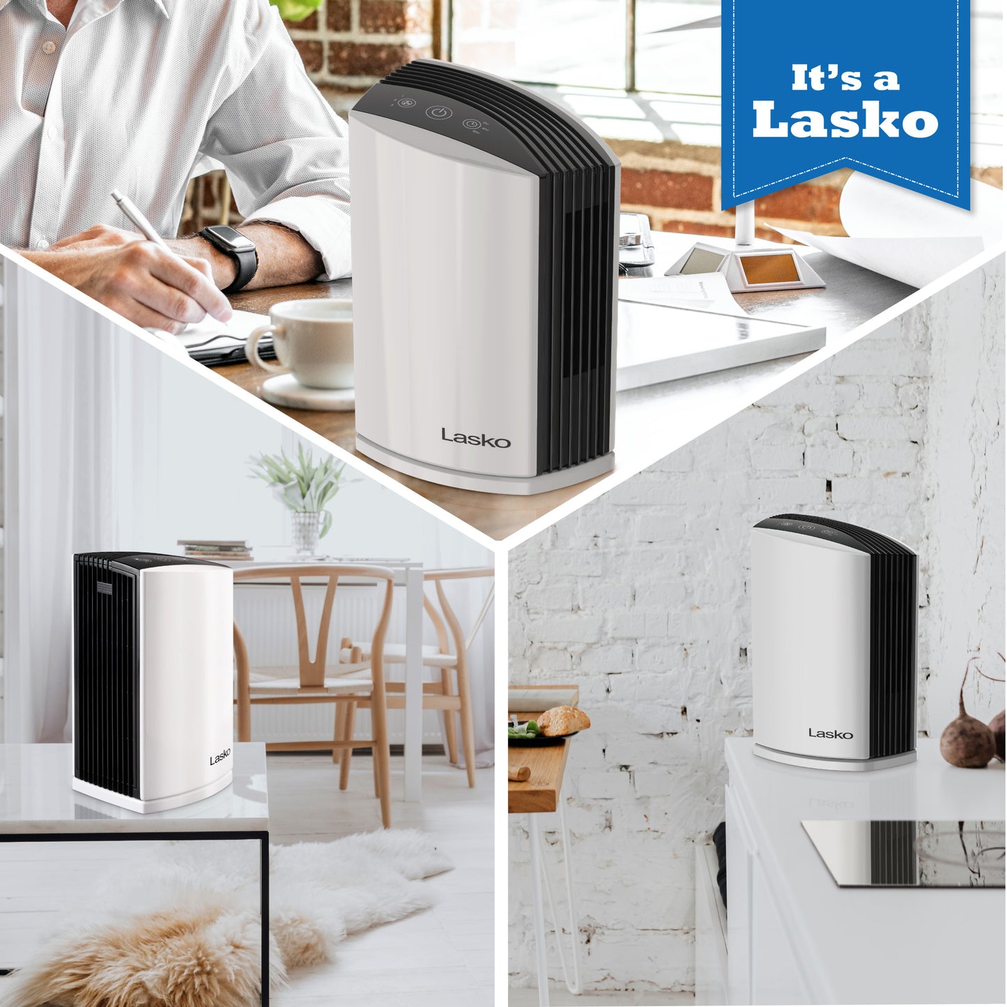 Lasko True HEPA Filter Desktop Air Purifier with Timer, LP200, White