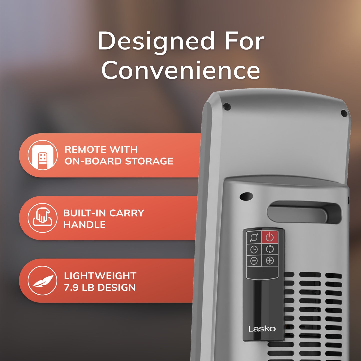 Lasko 5586 1500W Digital Ceramic Tower Space Heater with Remote