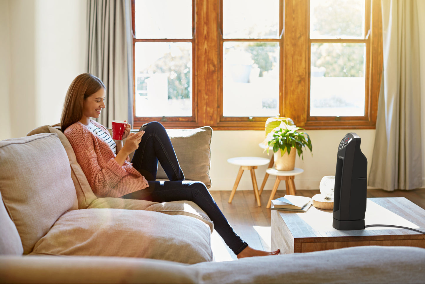 Lasko 1500W Ready Heat 14" Personal Ceramic Tower Space Heater, CT14401, Black