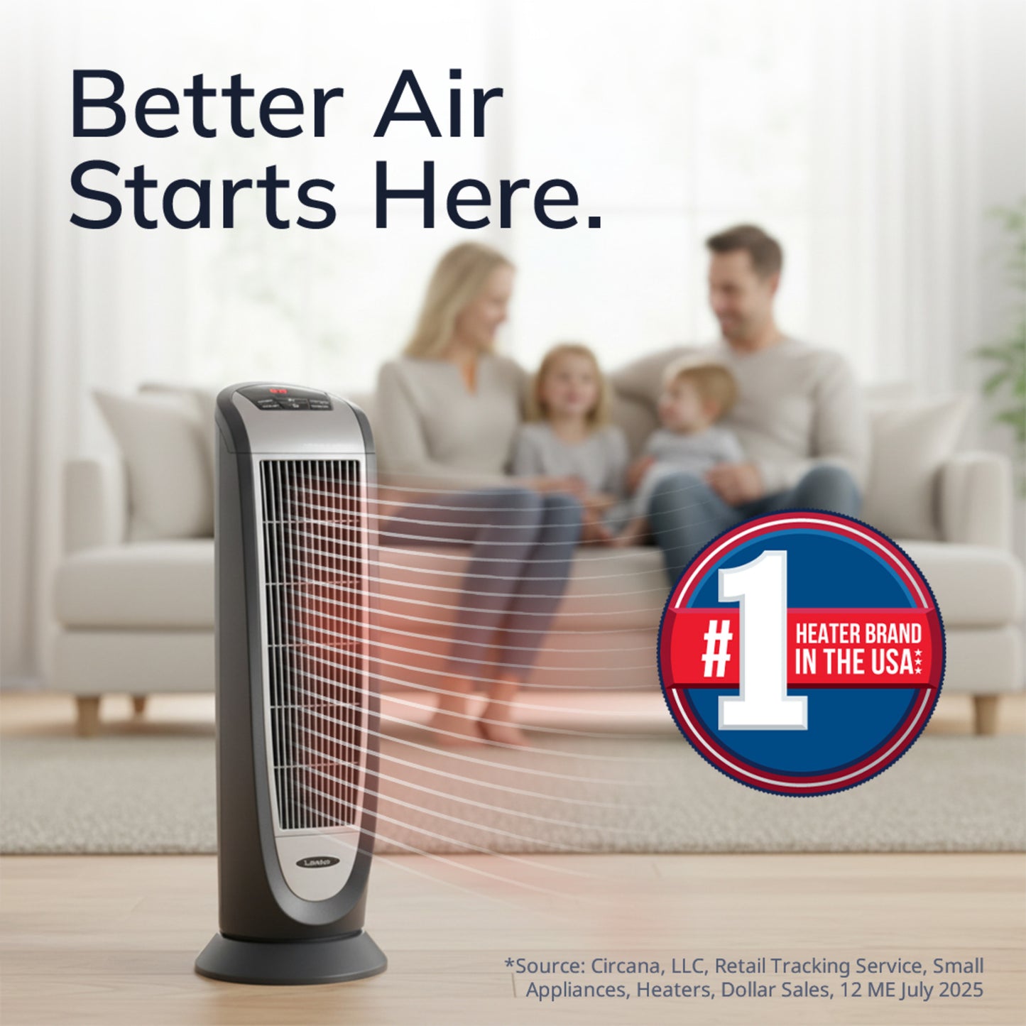 Lasko 1500W Ceramic Tower Space Heater with Digital Display and Remote Control, 5160, Black/Silver