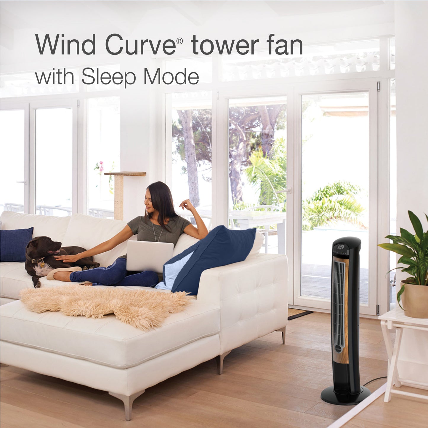 Lasko T42050 42" Wind Curve® Tower Fan with Sleep Mode and Remote Control