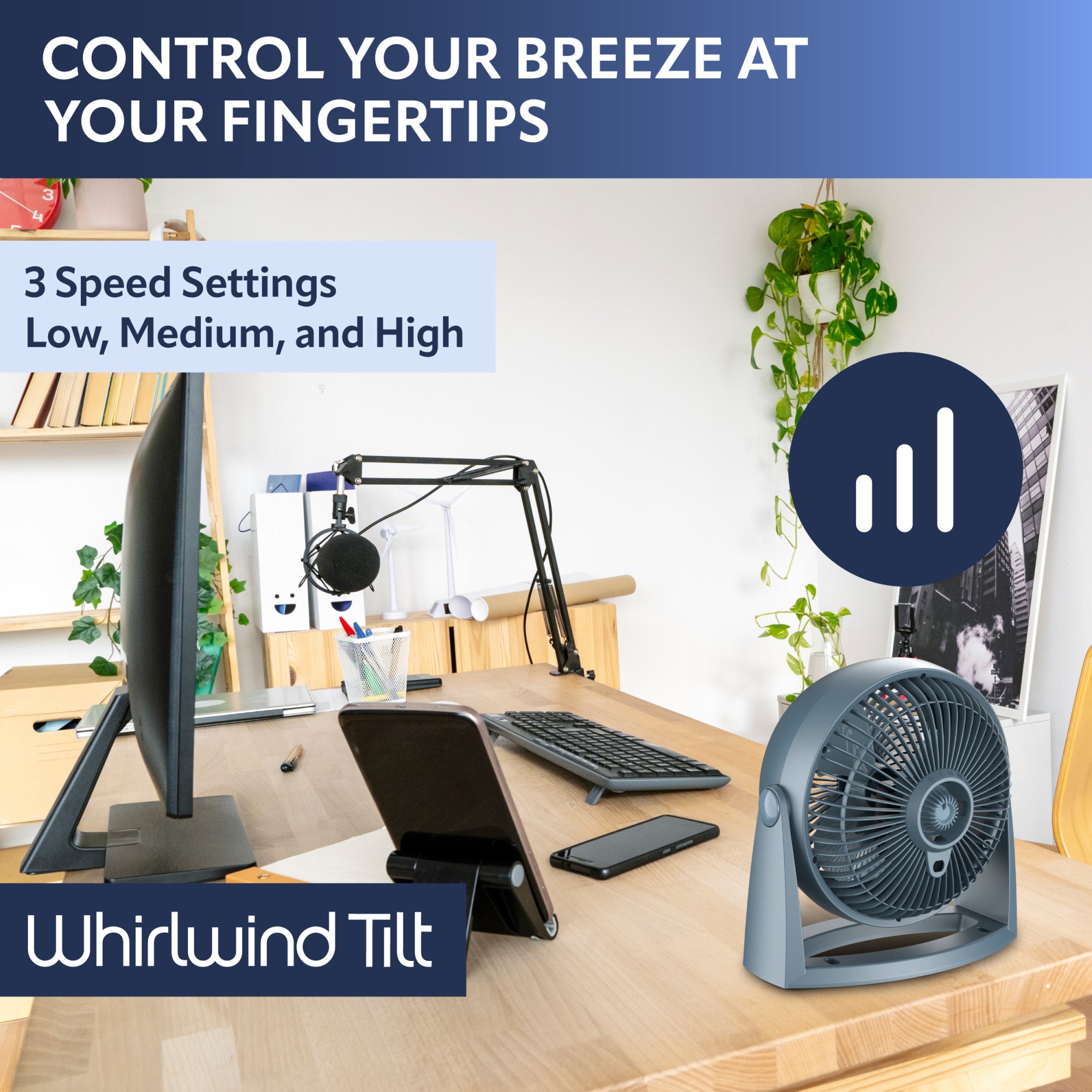 扇風機・サーキュレーター Model No.EL107 12inch l Desk Fan Lasko A12107 Whirlwind Tilt 12