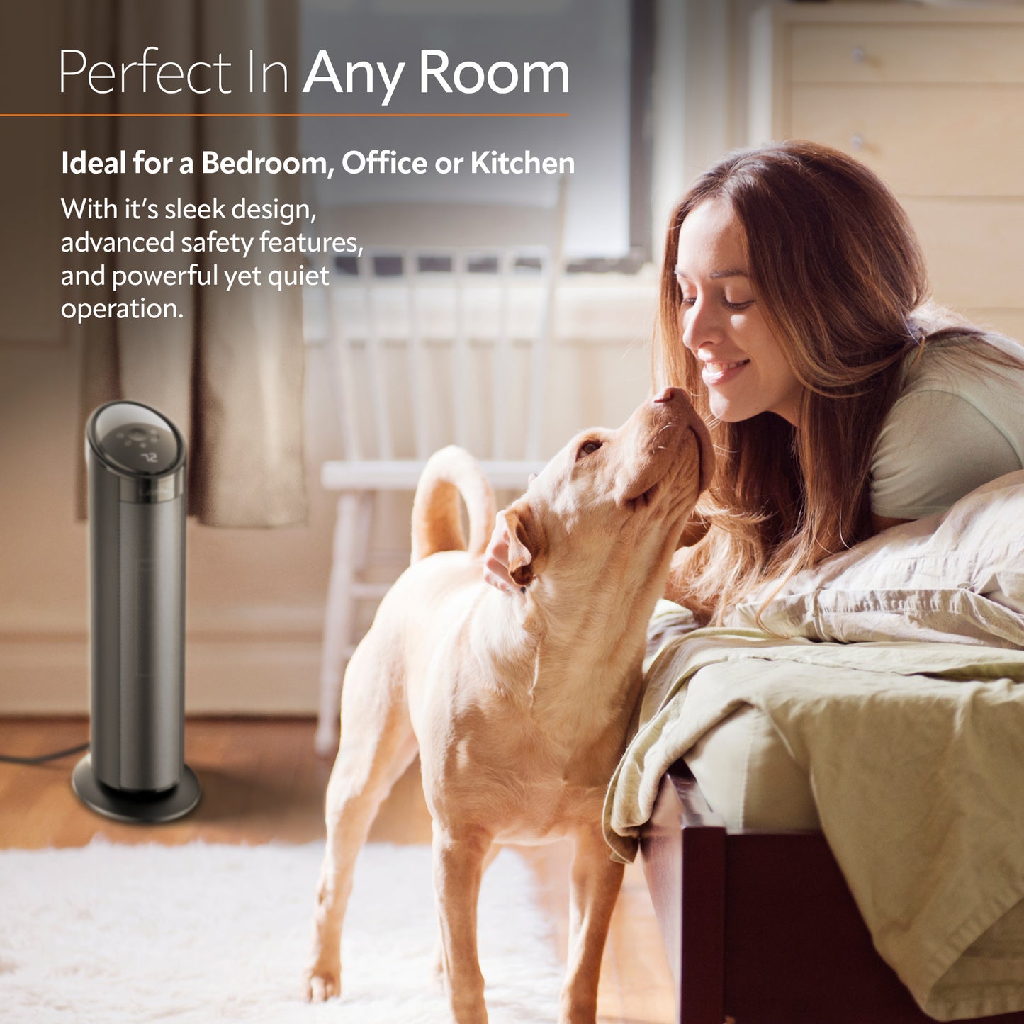 Lasko 22" Ceramic Tower Space Heater with Timer and Remote, CT22495, Black