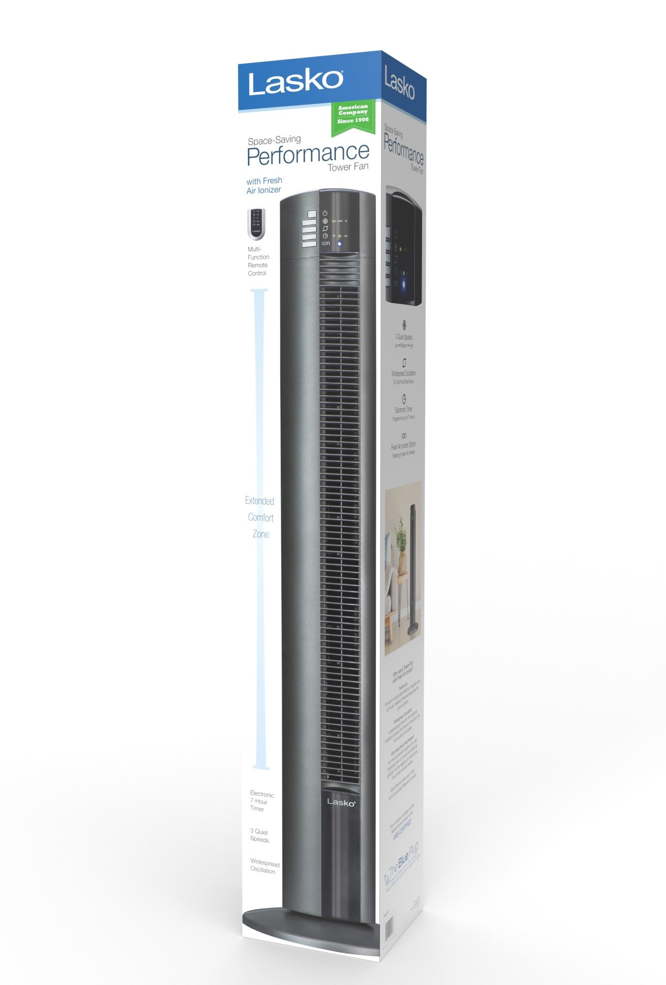 Lasko 48" Space-Saving Performance Tower Fan with Fresh Air Ionizer, T48313, Black