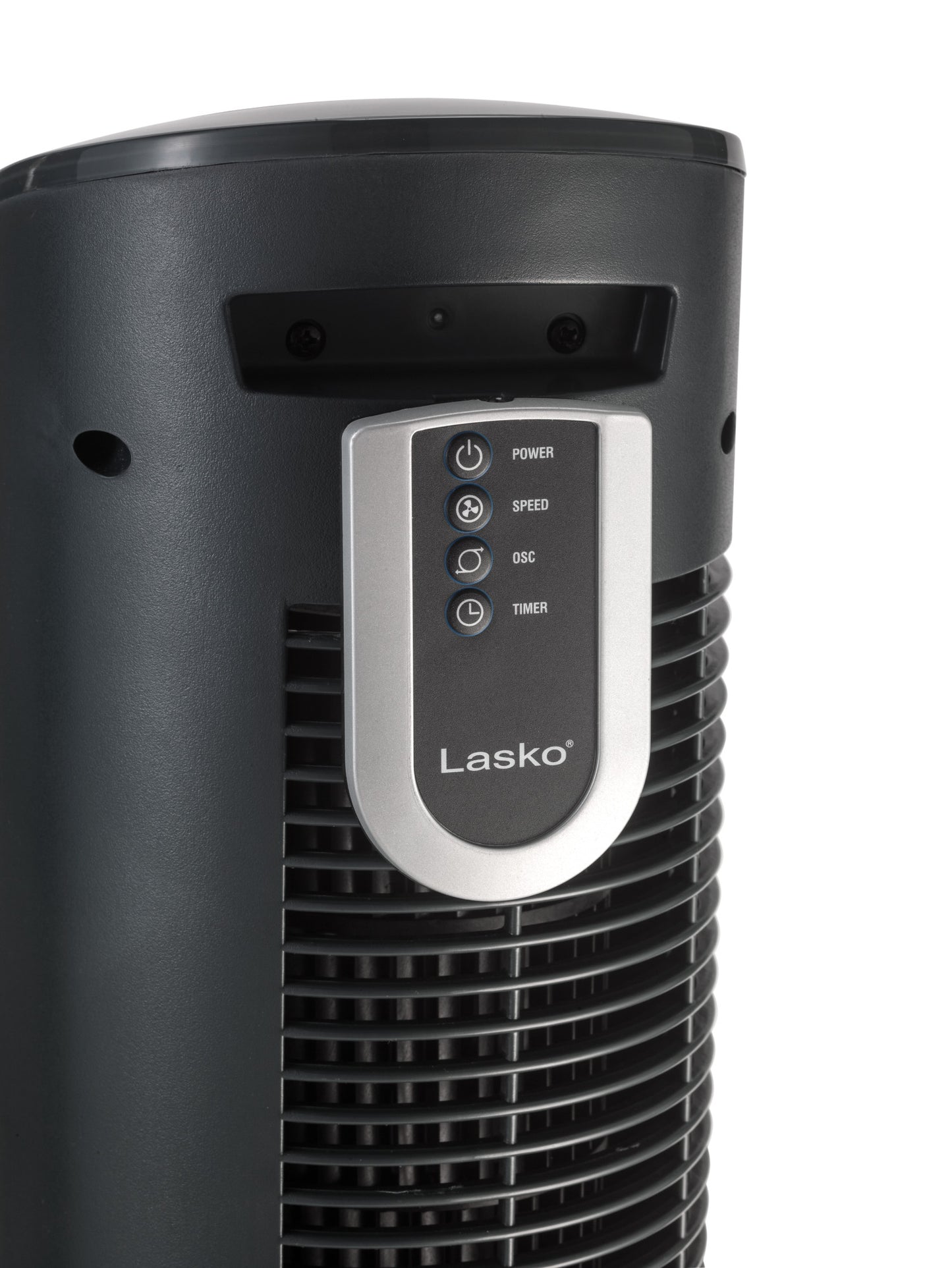 Lasko 38" Wind Tower 3-Speed Oscillating Tower Fan with Remote and Timer, 2519, Gray