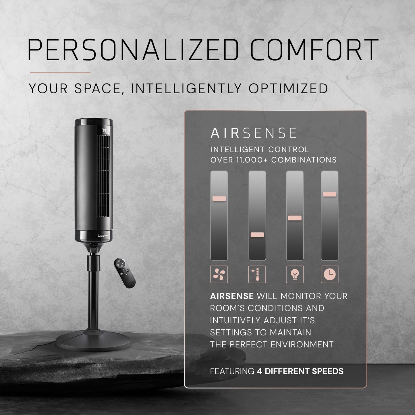 Lasko Summit Elevation EST100 54" Oscillating Pedestal Tower Fan with Remote Control: Black