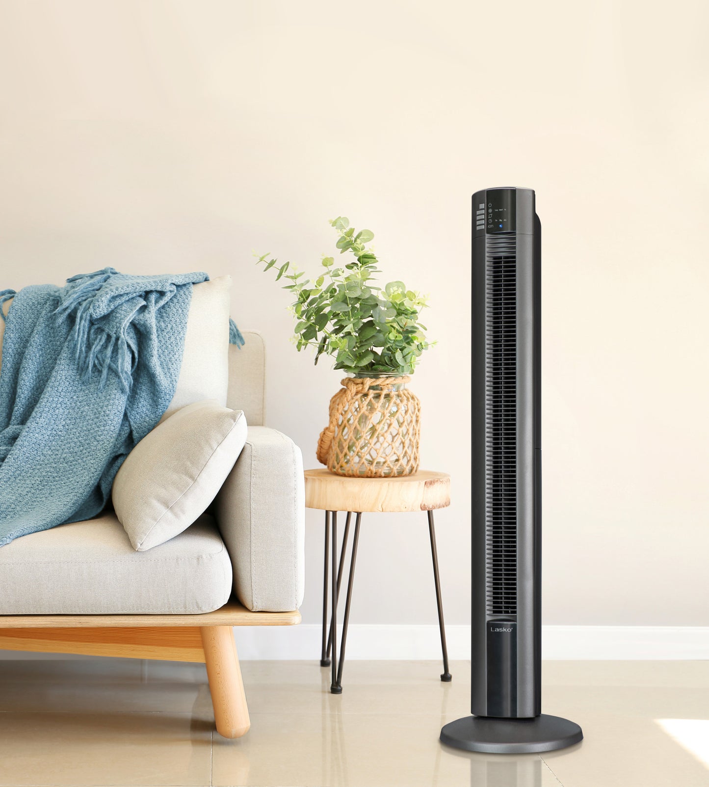 Lasko 48" Space-Saving Performance Tower Fan with Fresh Air Ionizer, T48313, Black