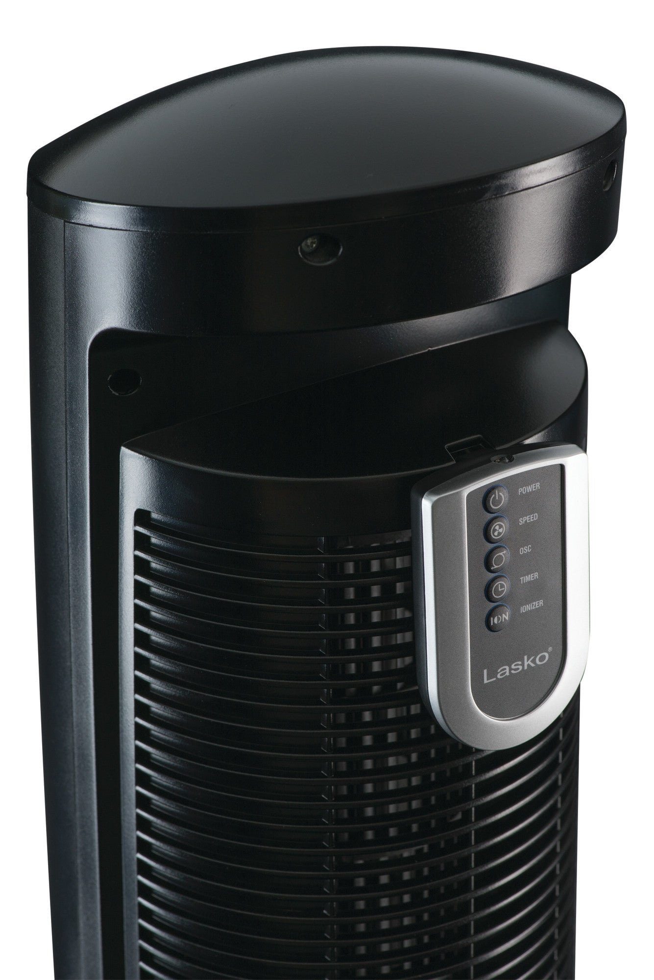Lasko 42" Wind Curve 3-Speed Tower Fan with Fresh Air Ionizer and Remote, T42950, Black/Woodgrain