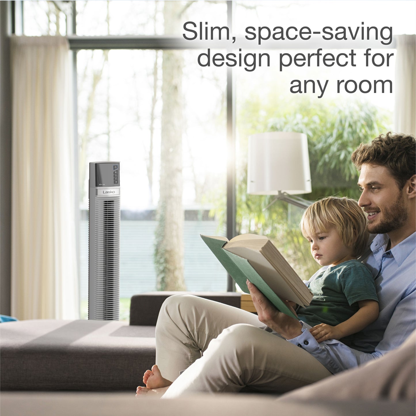 Lasko 48" Xtra Air 4- Speed Tower Fan with Remote Control, T48337, Silver