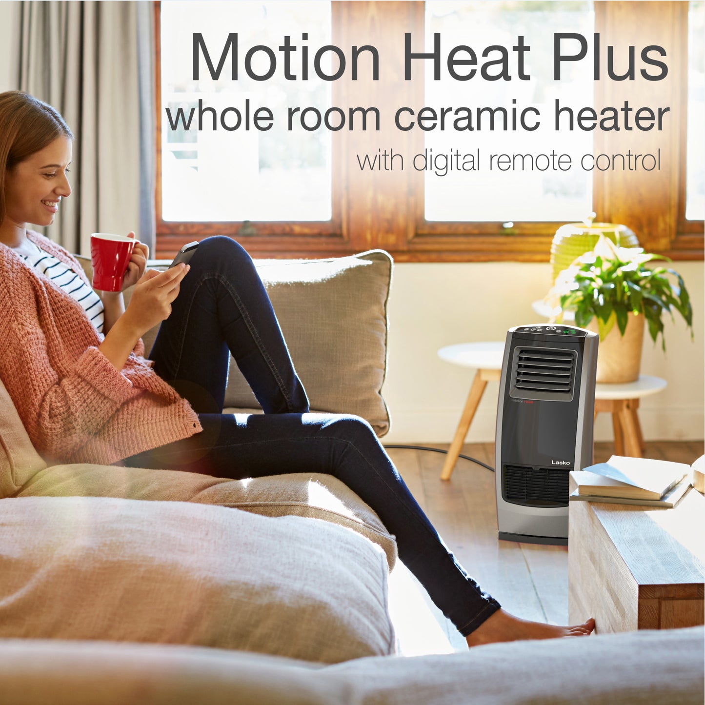 Lasko 1500W Motion Heat Plus – Whole Room Ceramic Space Heater, CC23185