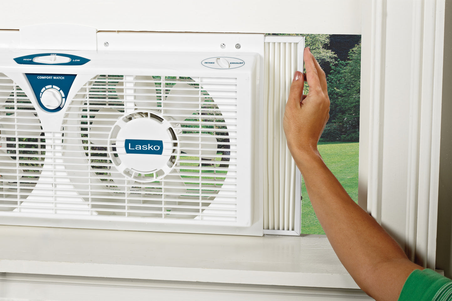 Lasko Electrically Twin Window Fan for Intake or Exhaust, 2138, White