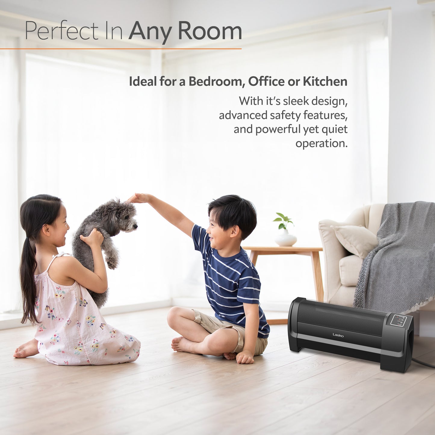 Lasko RL12720 Low-Profile Space Heater with Electronic Display, Black