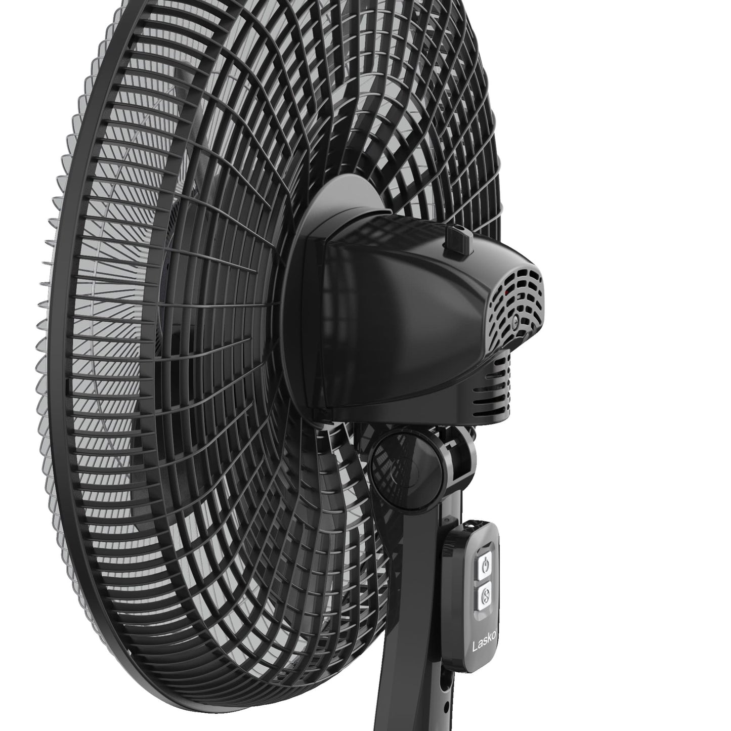 Lasko 18" Oscillating 4-Speed Large Room Pedestal Fan with Remote Control, S18605, Black