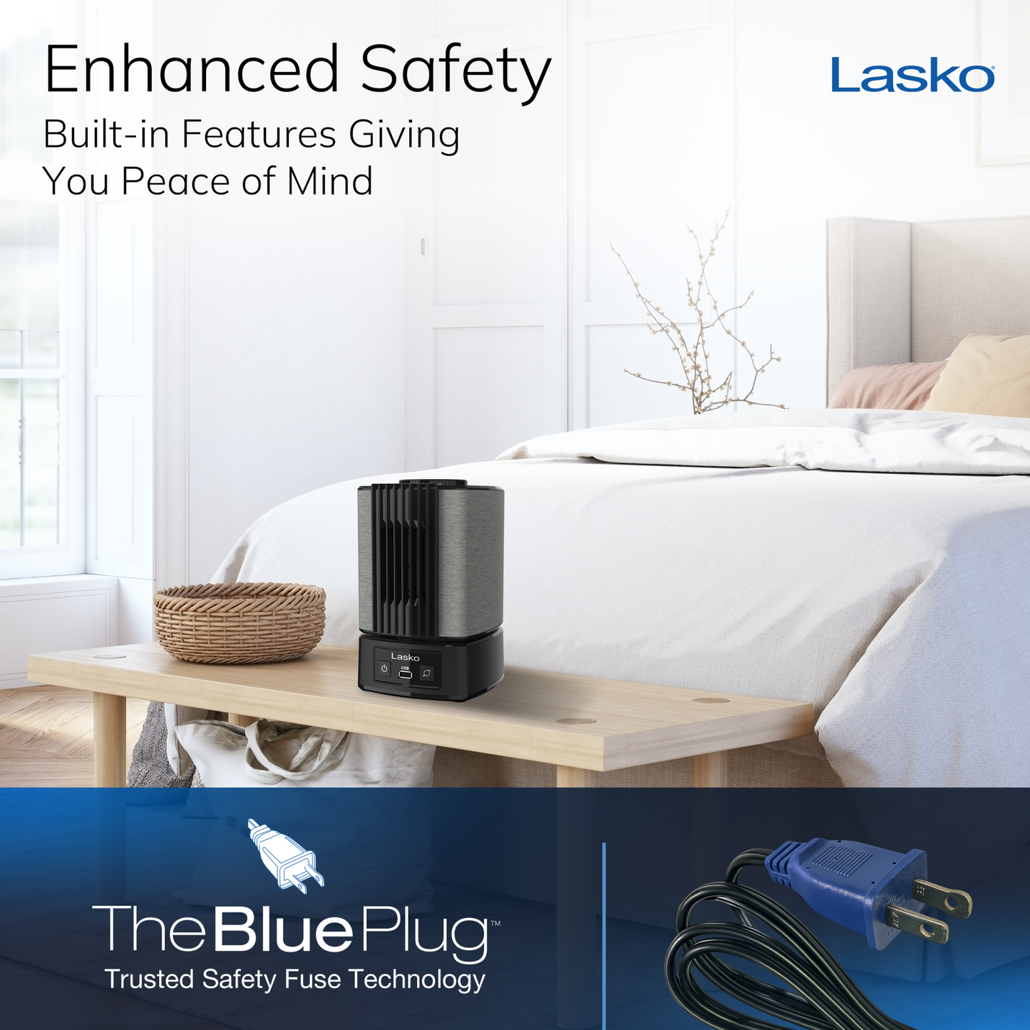 Lasko SlumberBreeze 2-in-1 Table Fan and White Noise Machine, SB100, Black