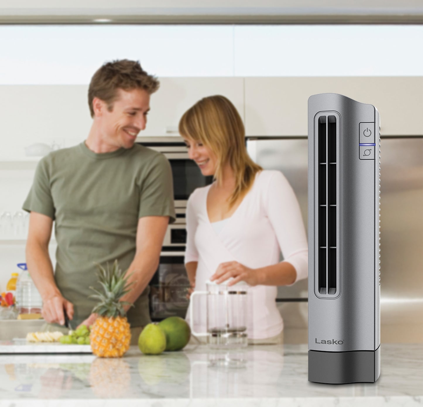 Lasko Air Stik®2 Ultra Slim Oscillating Table Fan, T14401, Gray