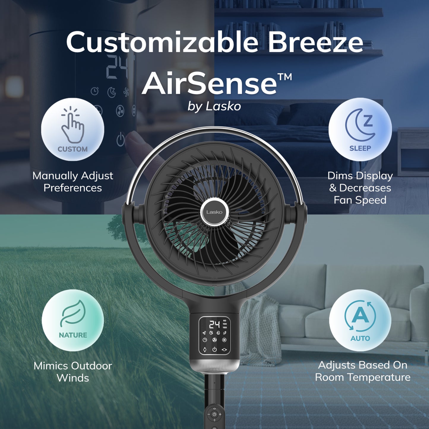 Lasko APDC302 Whirlwind Orbital Motion 24-Speed Pedestal Fan with Remote: Black