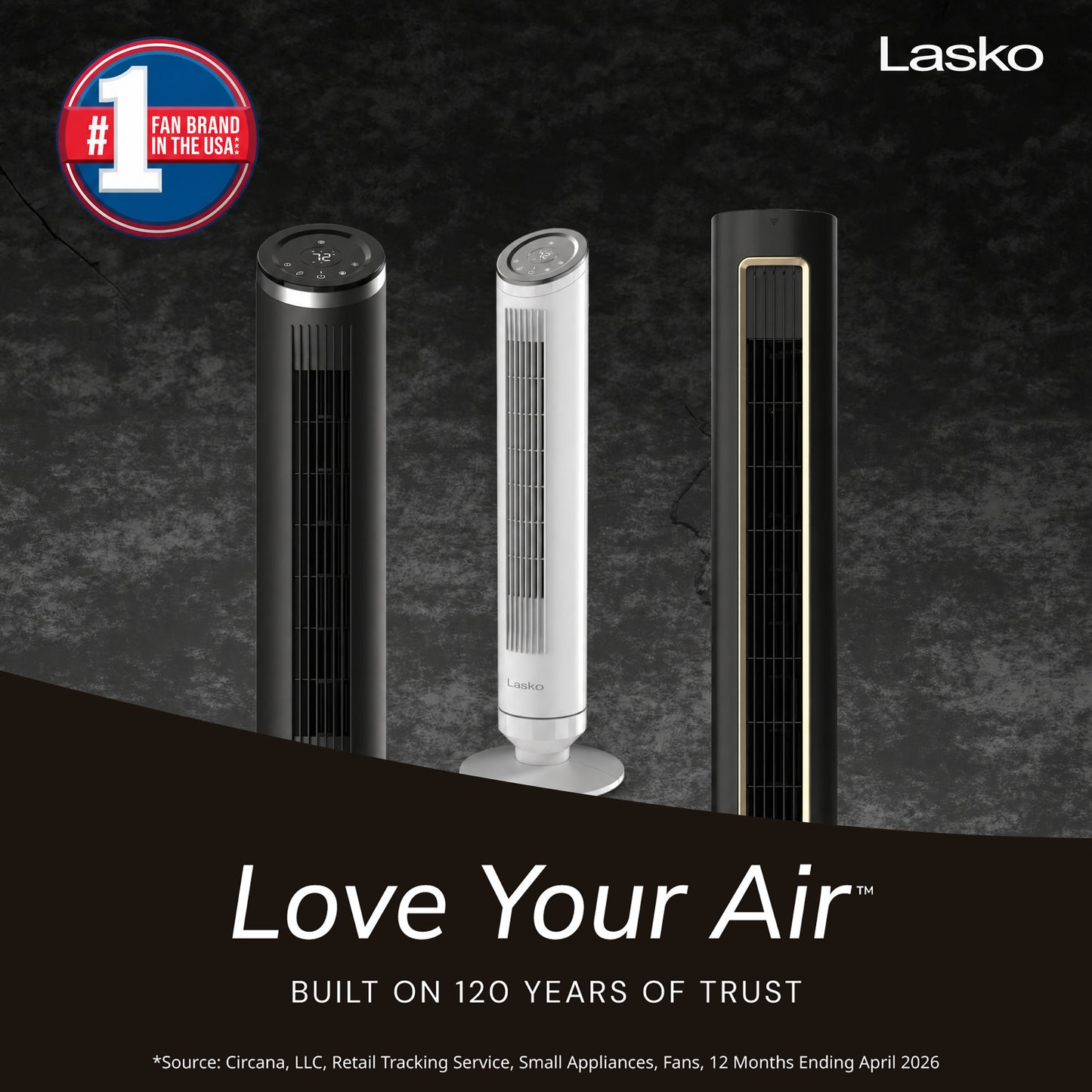 Lasko Ascend 36" Tower Fan: Oscillating, 4-Speed, Remote, Timer, White