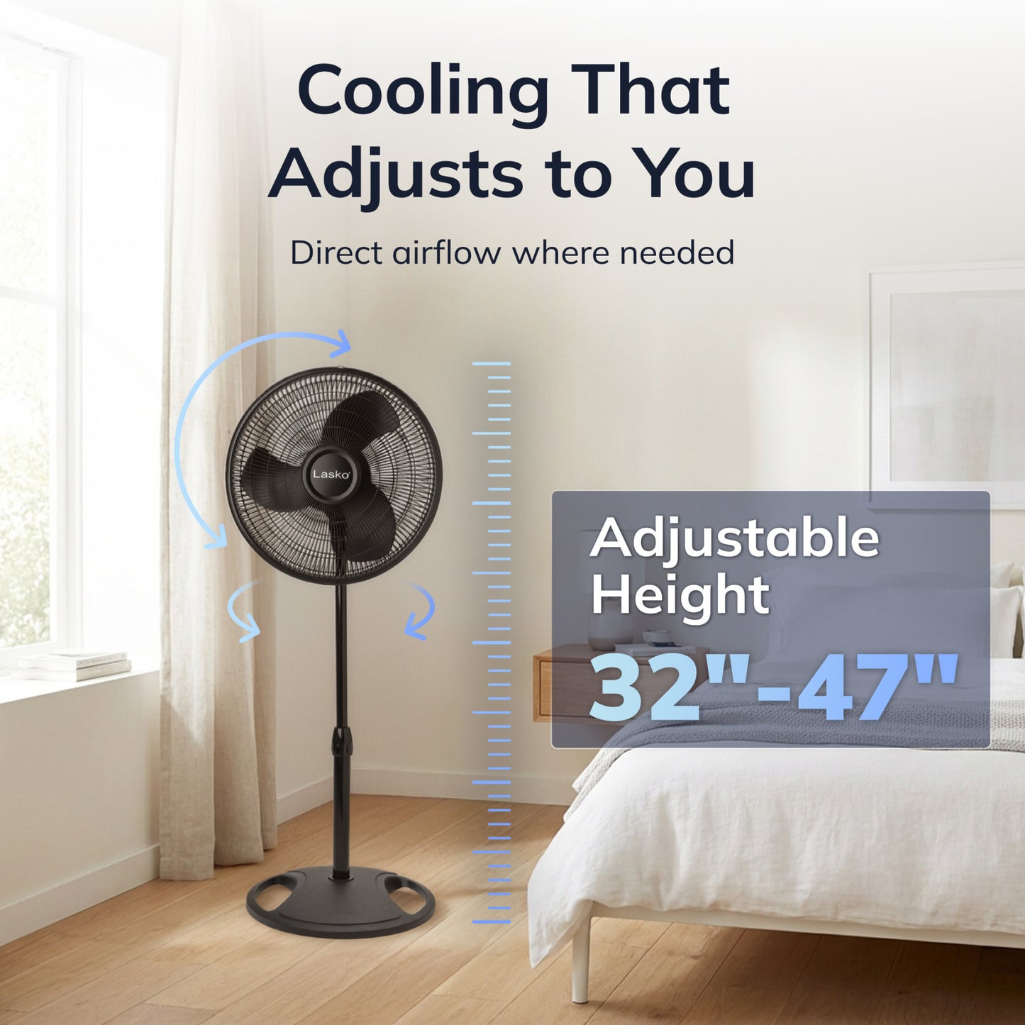 Lasko 16" Pedestal Fan (3-speed, manual, black)
