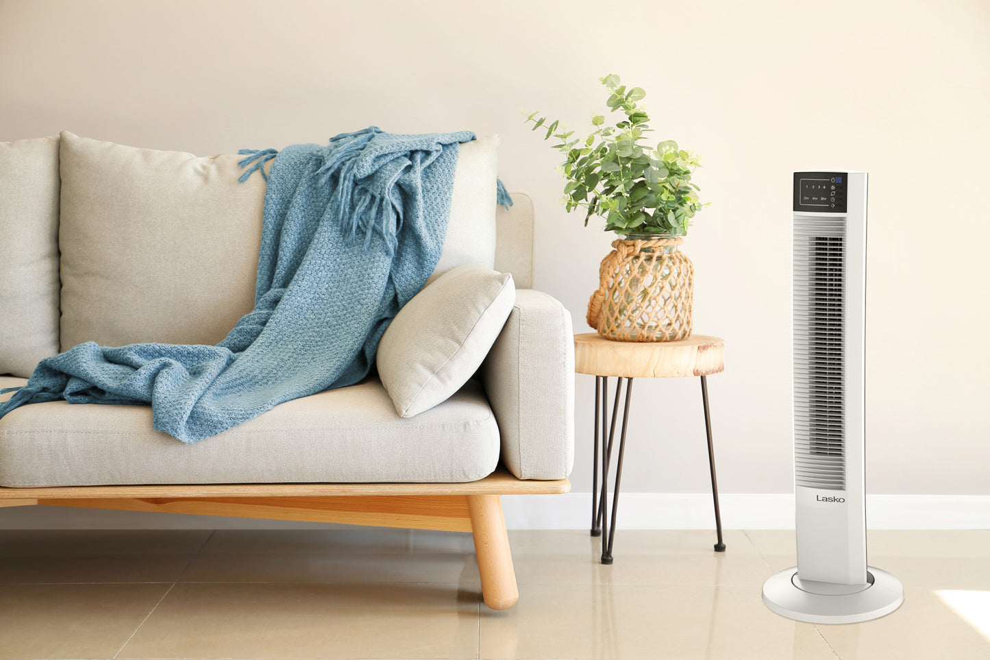 Lasko 36" Oscillating Wind Tower Fan with Remote Control, T36610, White