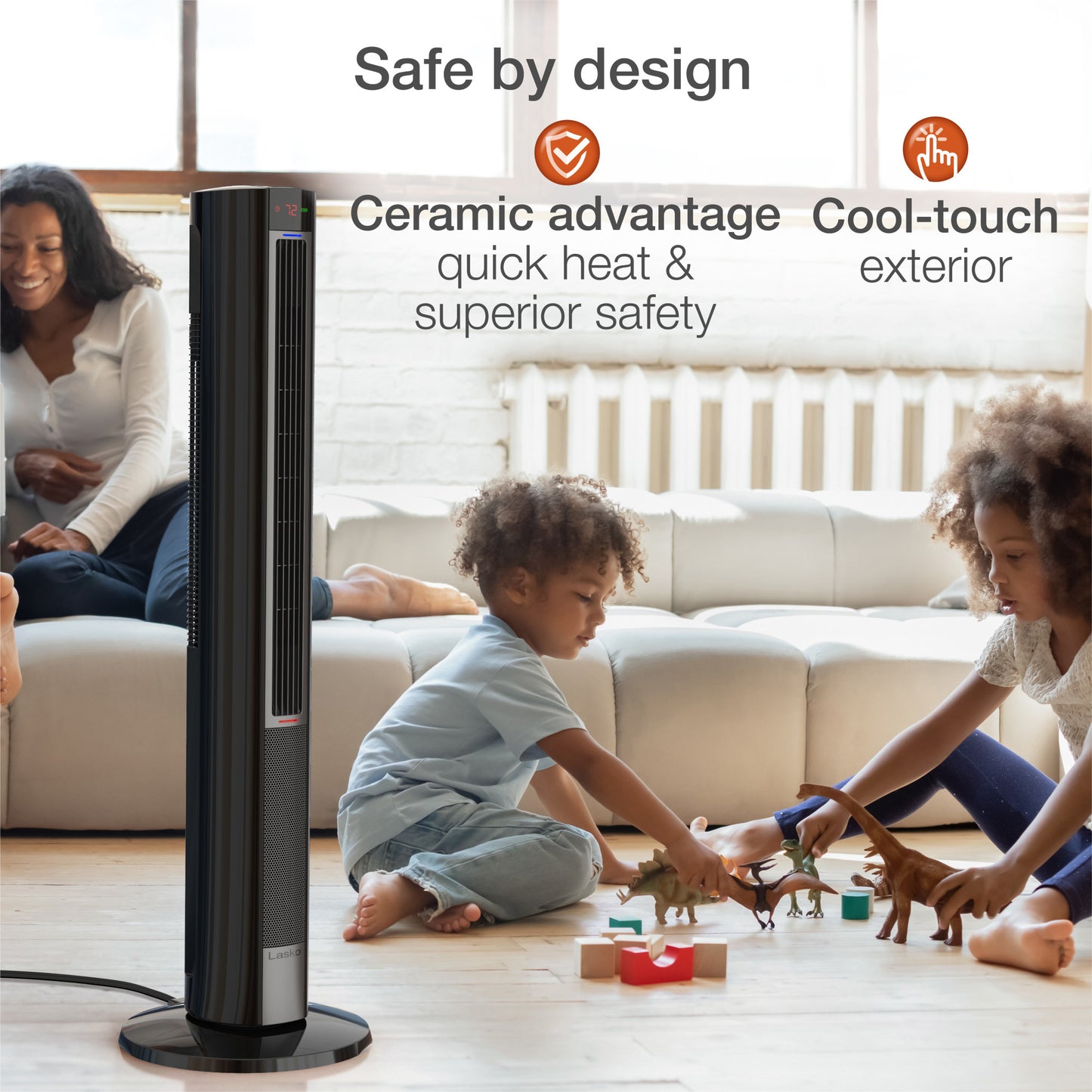 Lasko All Season Comfort Control Tower Fan and Space Heater with Remote Control, FH620, Black