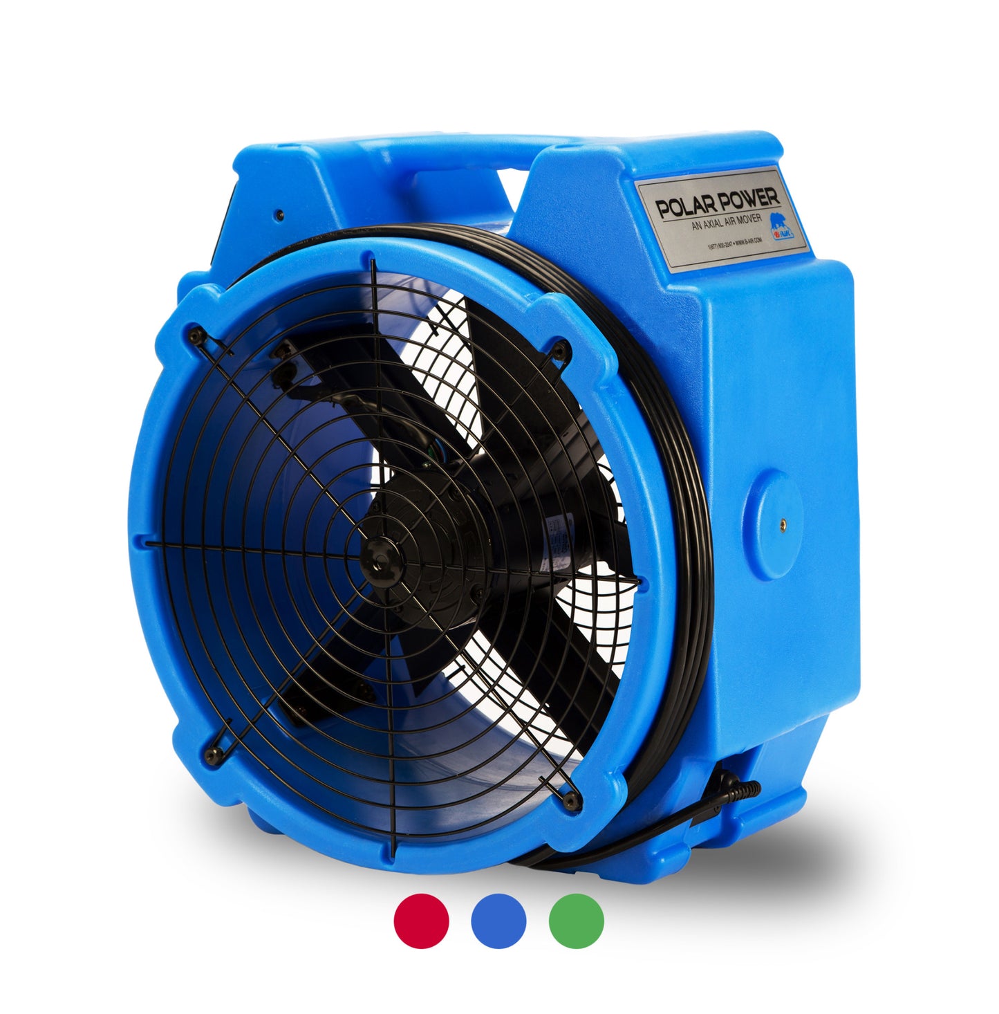 B-Air 1/4 HP Axial Air Mover & Blower Fan: 3300CFM, 2-speed, GFCI, 25' cord, blue