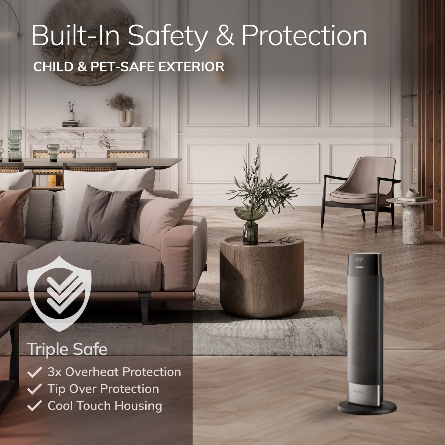 Lasko CT24950 Ellipse 24" Tower Space Heater with Remote Control, Black