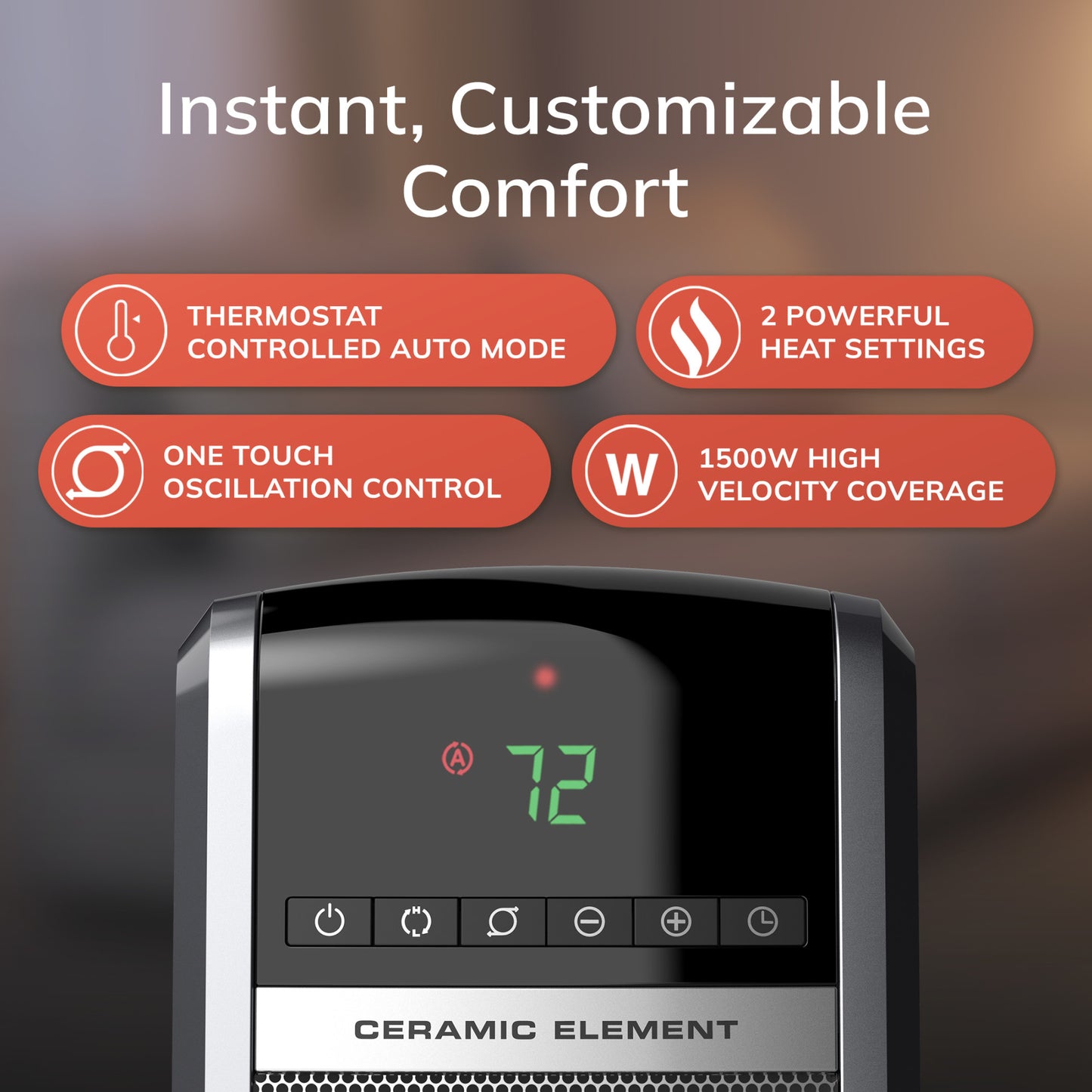 Lasko 1500W Digital Ceramic Tower Space Heater with Remote, CT30754, Black