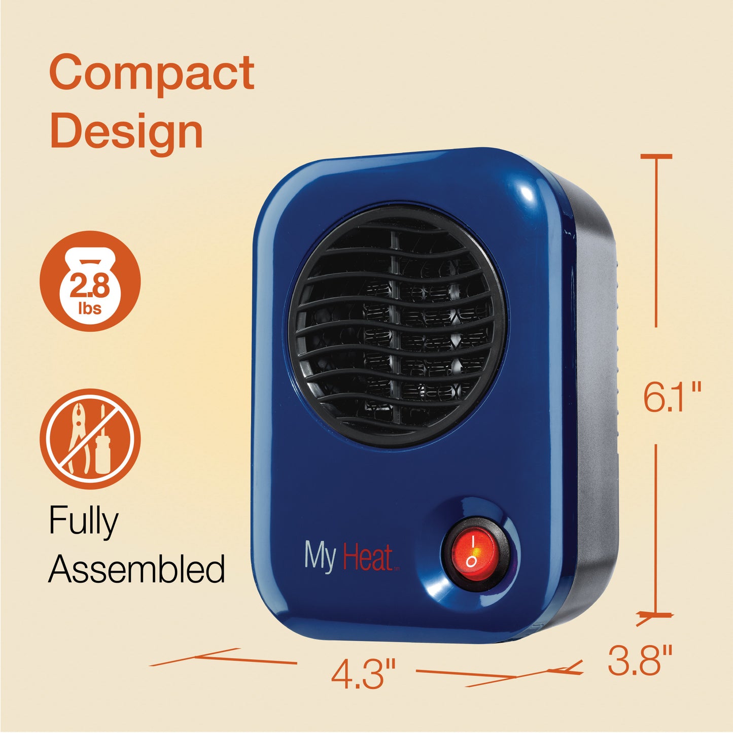 Lasko 200W MyHeat Personal Desk/Tabletop Space Heater with Simple Controls, 102, Blue