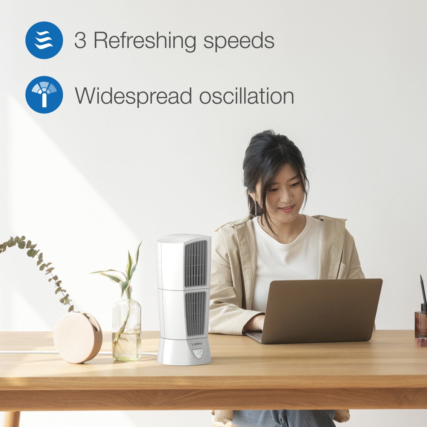Lasko Platinum Desktop Wind Tower Fan, 4917, White
