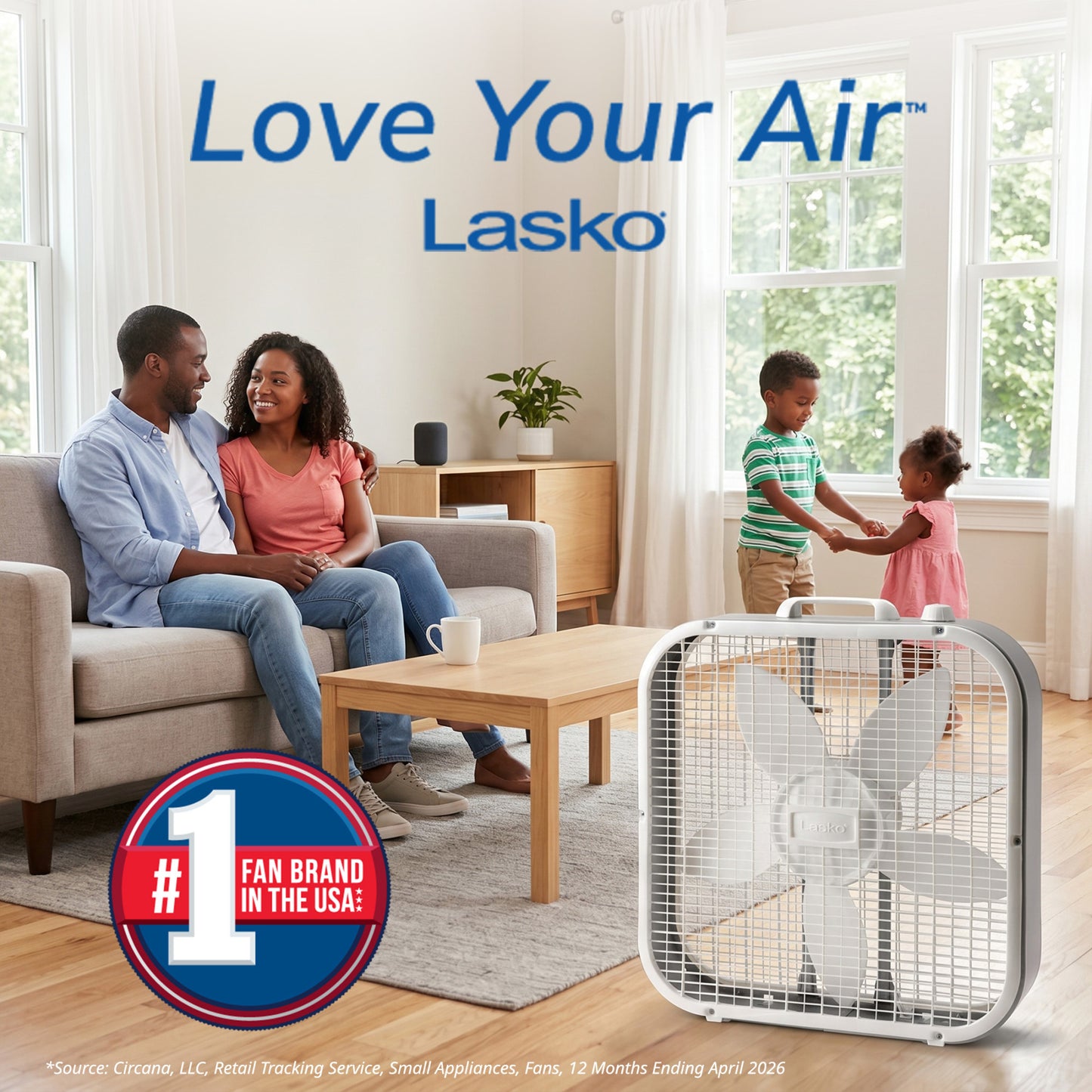 Lasko 20" Box Fan: 3-Speed, Weather-Resistant Motor, White