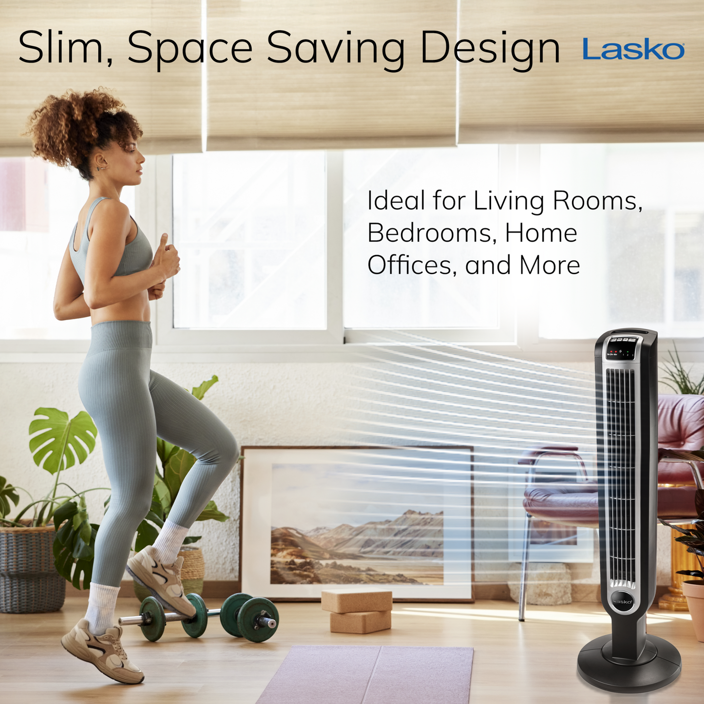 Lasko 36" Tower Fan with Nighttime Mode and Remote, T36205, Black