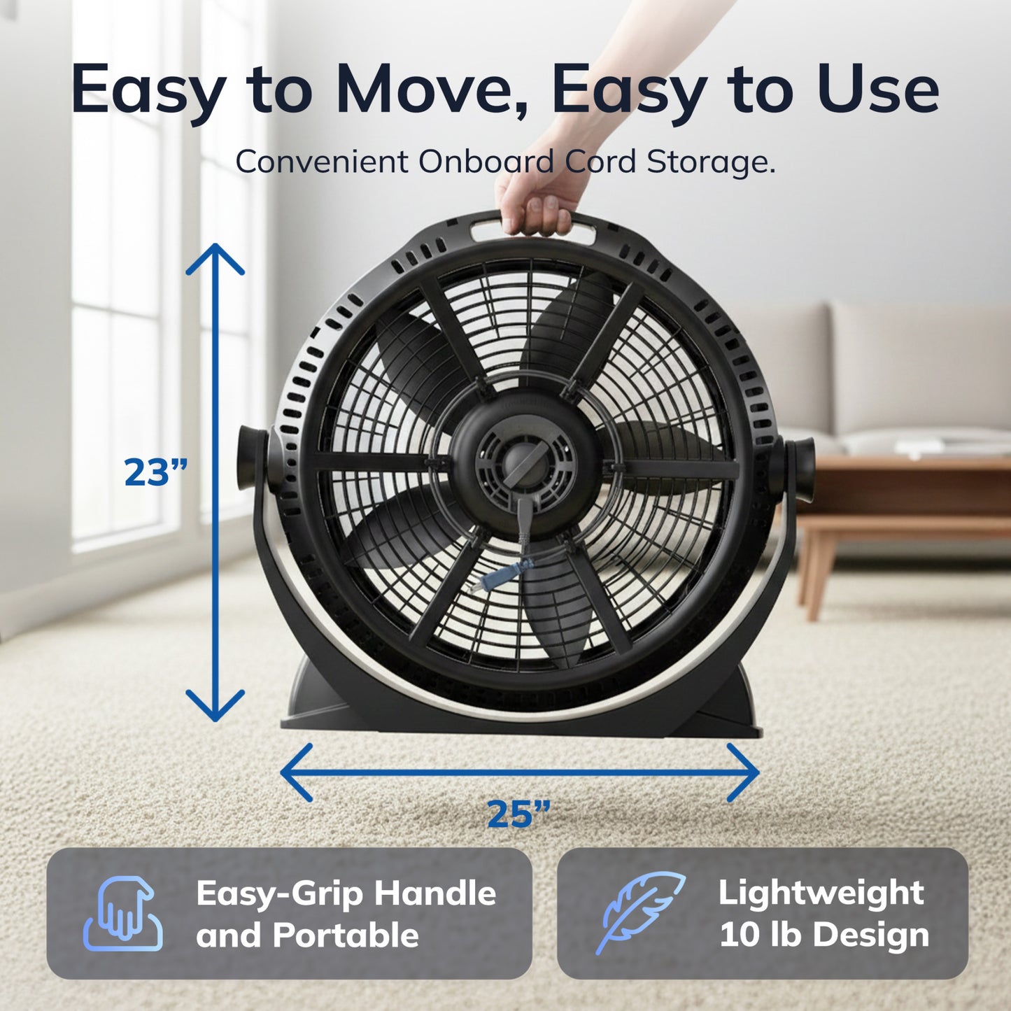 Lasko Wind Machine® A20305 20" Pivoting 3-Speed Air Circulator Fan: Black