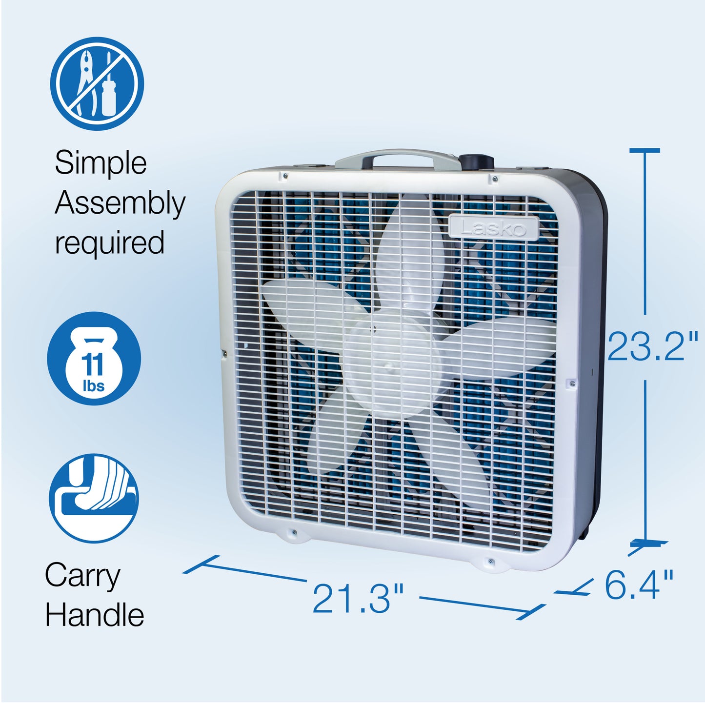 Lasko Air Flex 2-in-1 20-inch Box Fan and Air Purifier in One with 3 Speeds, FF305, White