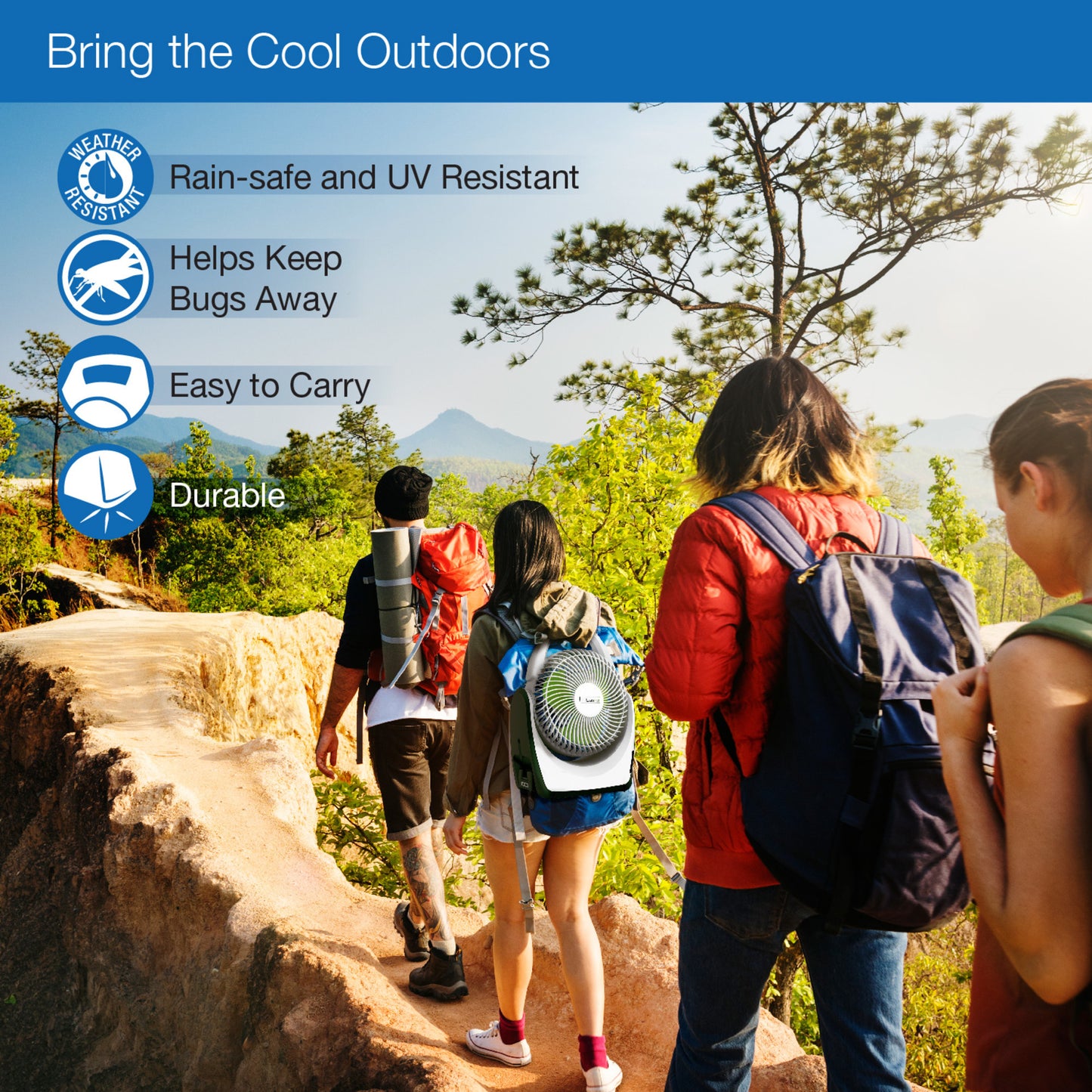 Lasko 17" 5-Speed Portable Battery Fan with 18V Lithium Ion Battery and Adapter, RB200, White