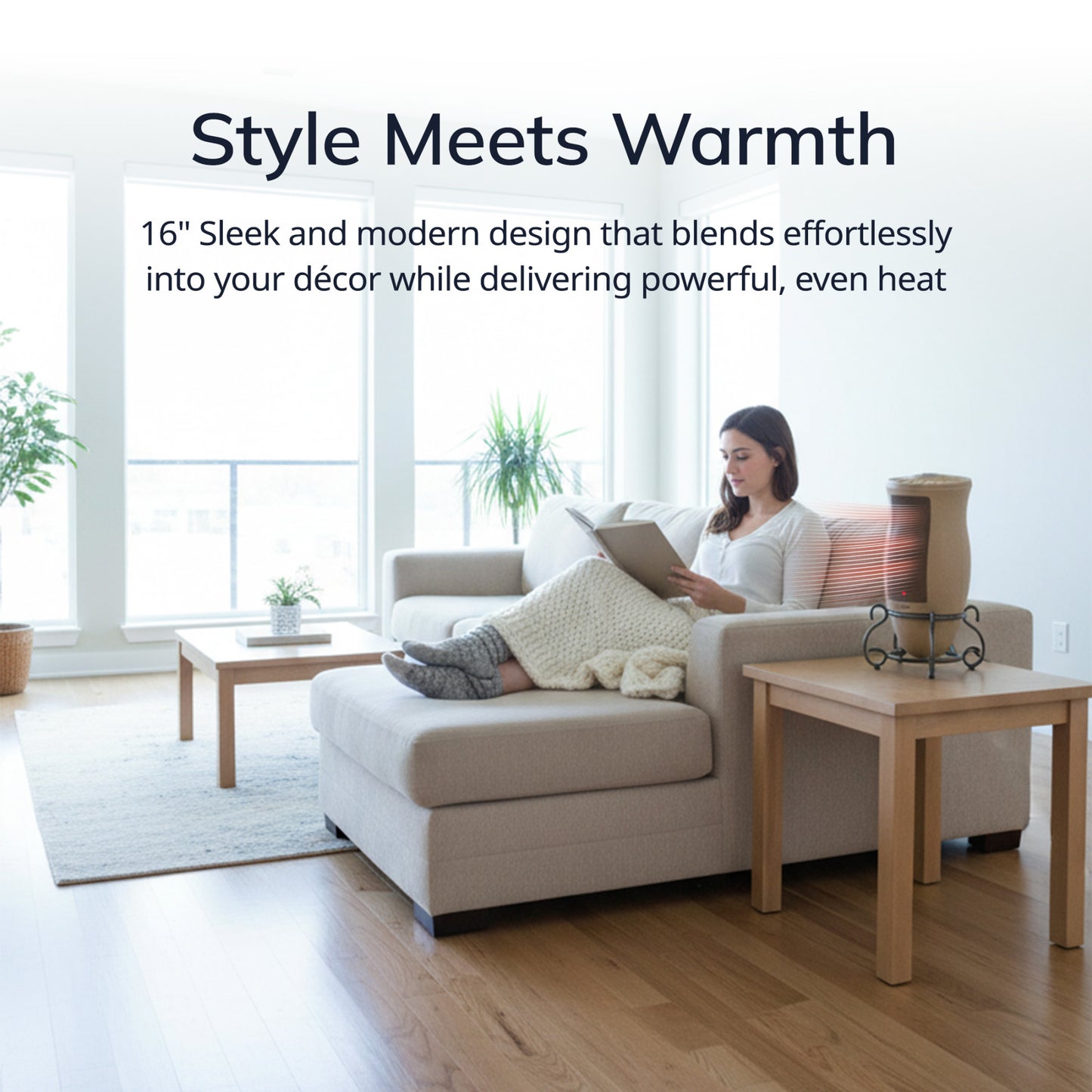 Lasko 1500W Electric Designer Series Ceramic Space Heater with Remote, 6435, Beige