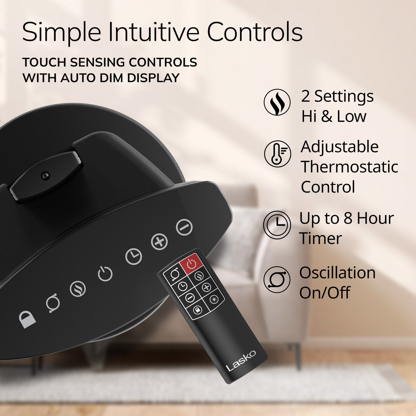 Lasko CS27650 27" Ceramic Pedestal Space Heater with Remote Control