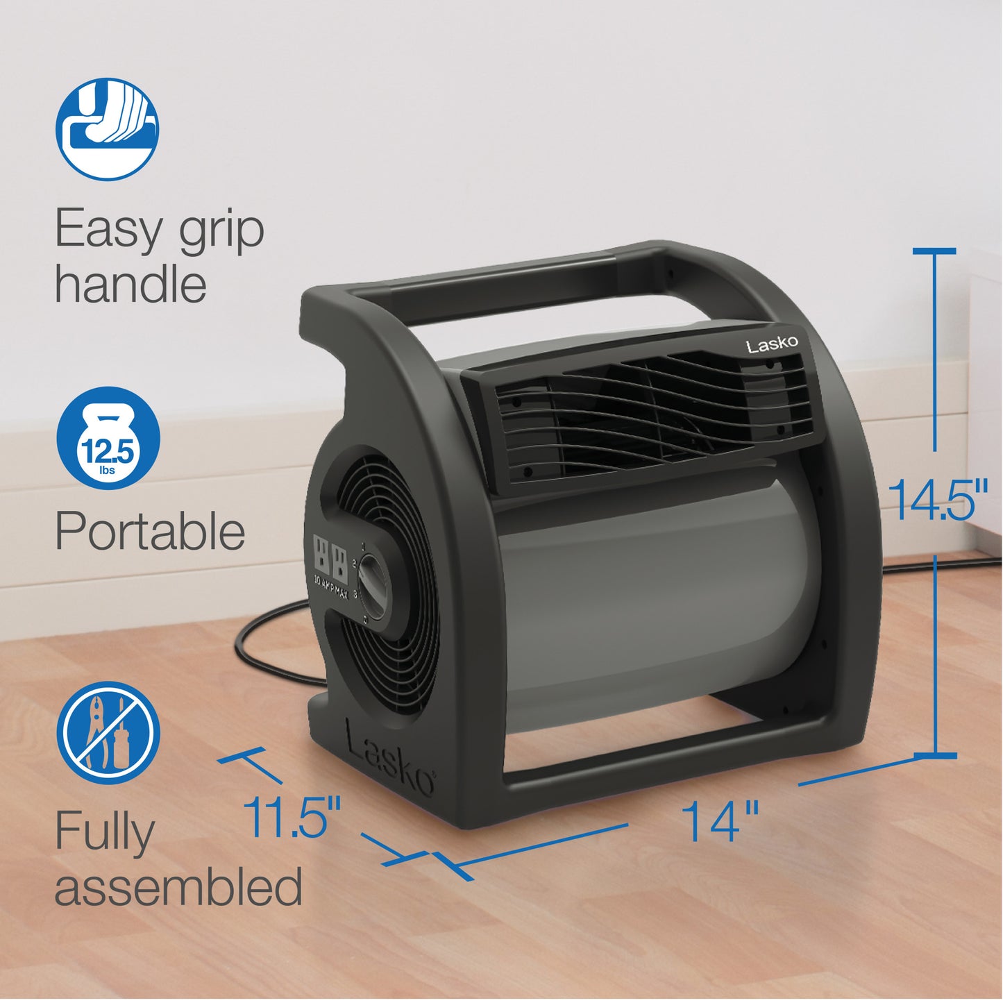 Lasko U15720 Max Performance Pivoting Utility Fan
