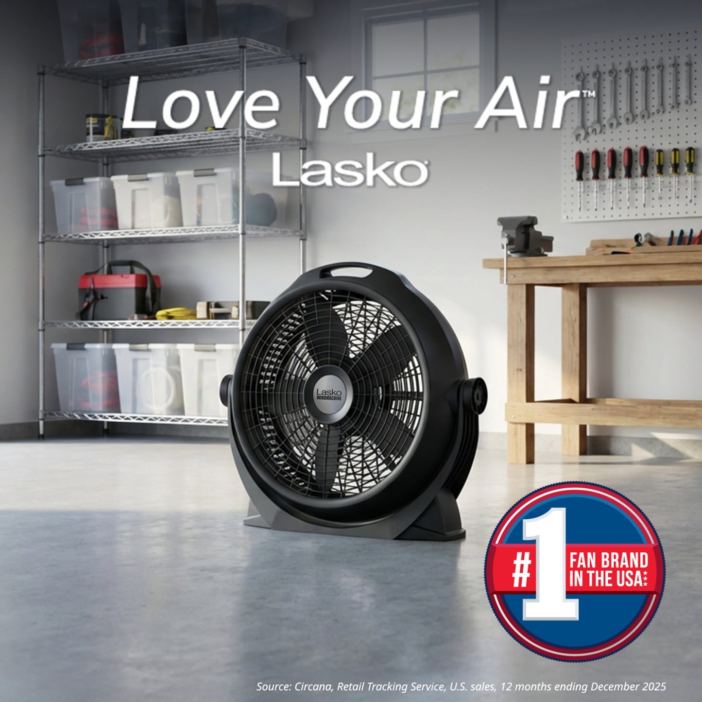Lasko Wind Machine® A20305 20" Pivoting 3-Speed Air Circulator Fan: Black
