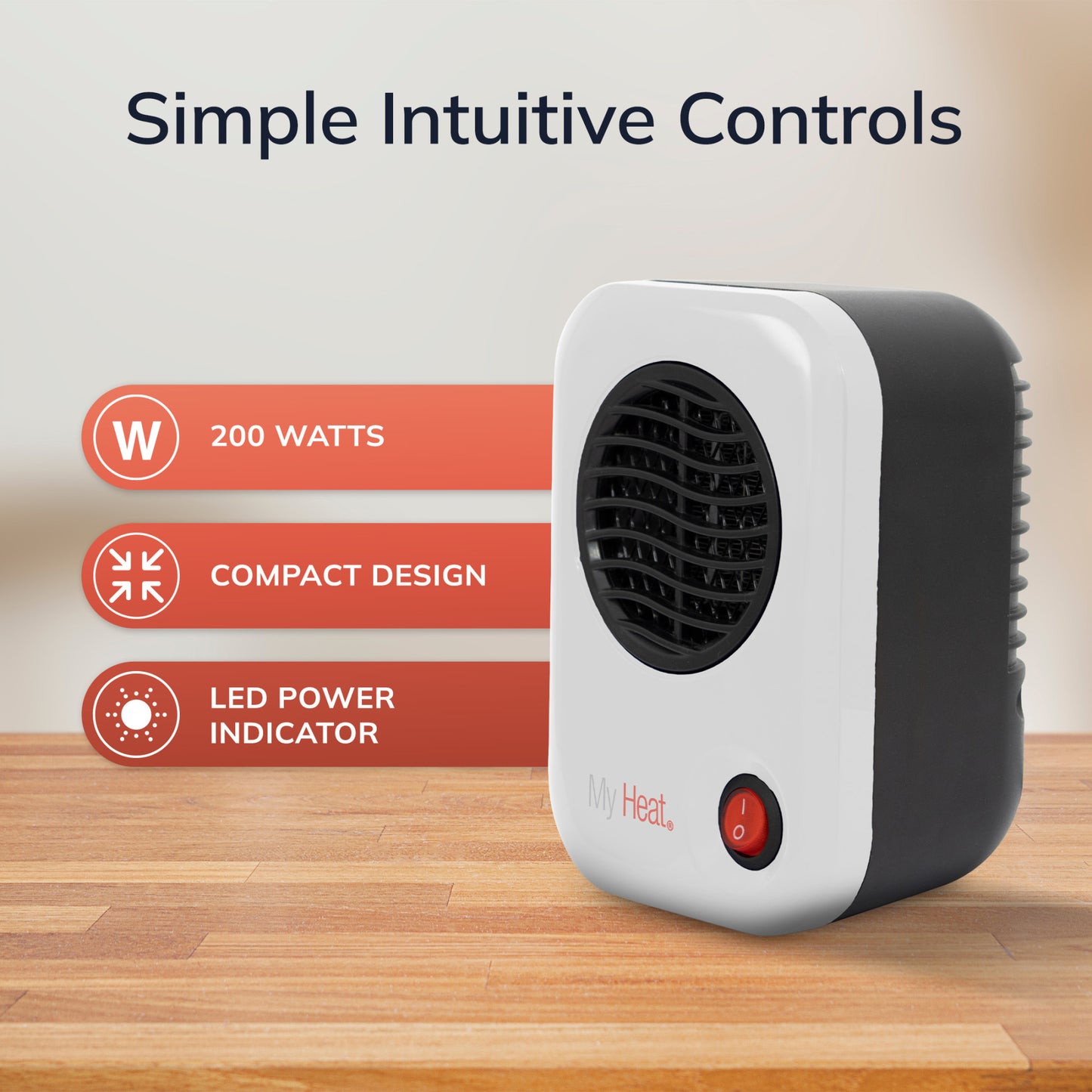 Lasko 200W MyHeat Personal Desk/Tabletop Space Heater with Simple Controls, 101, White