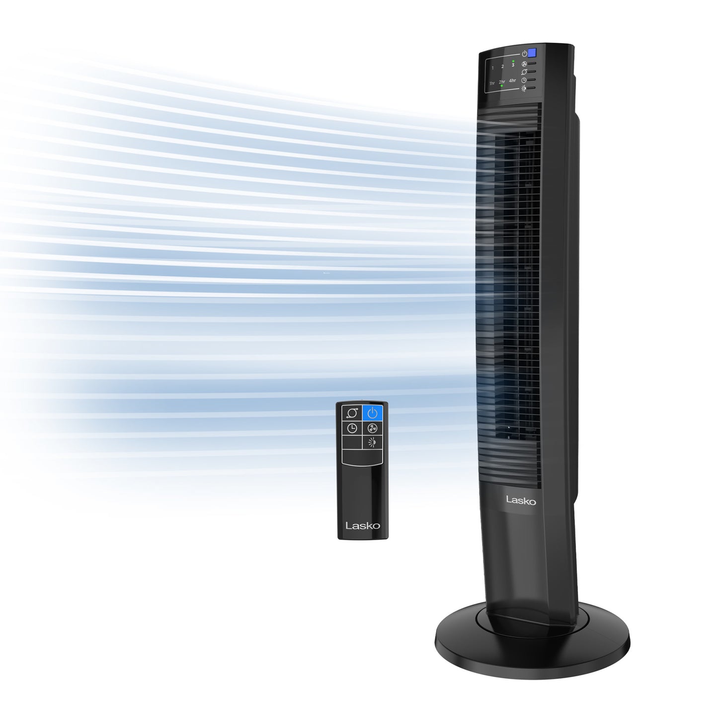 Lasko Wind Tower® Fan with Nighttime Mode and Remote, T36510, Black