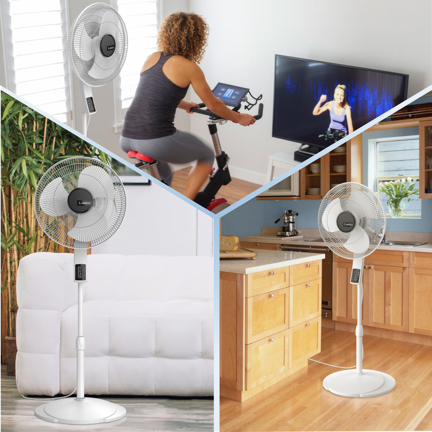 Lasko S16614 16" 4-Speed Oscillating Pedestal Fan with Remote Control: white