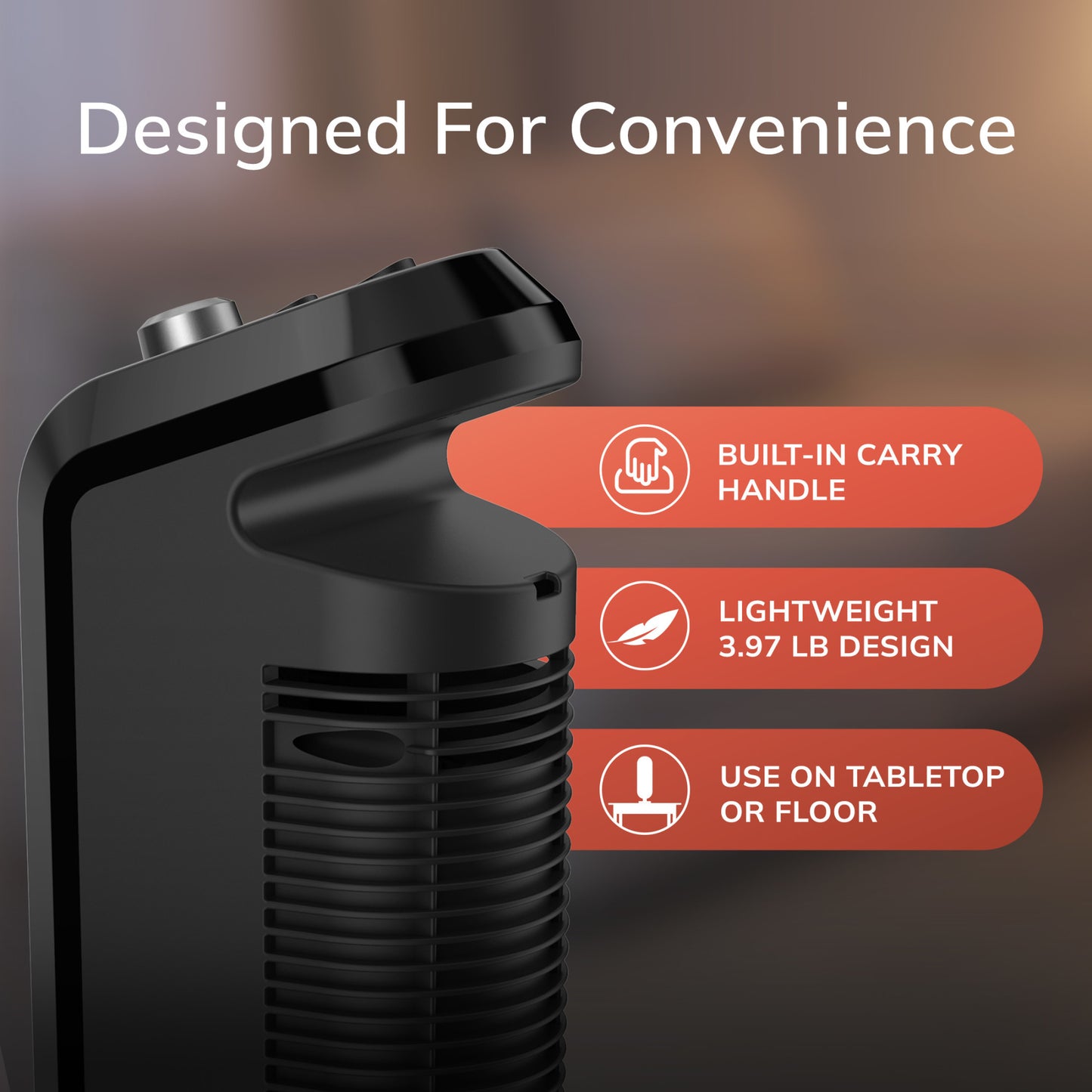 Lasko 1500W Oscillating Ceramic Tower Space Heater, CT16450, Black