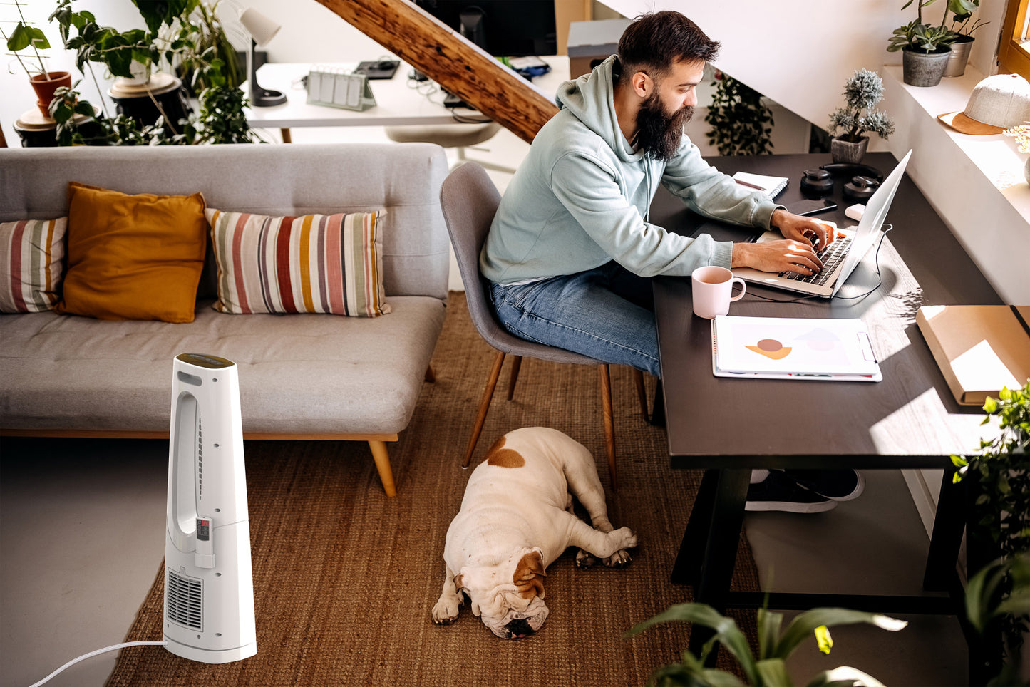 Lasko 1500W Bladeless Tower Heater with Remote Control, CW105, White