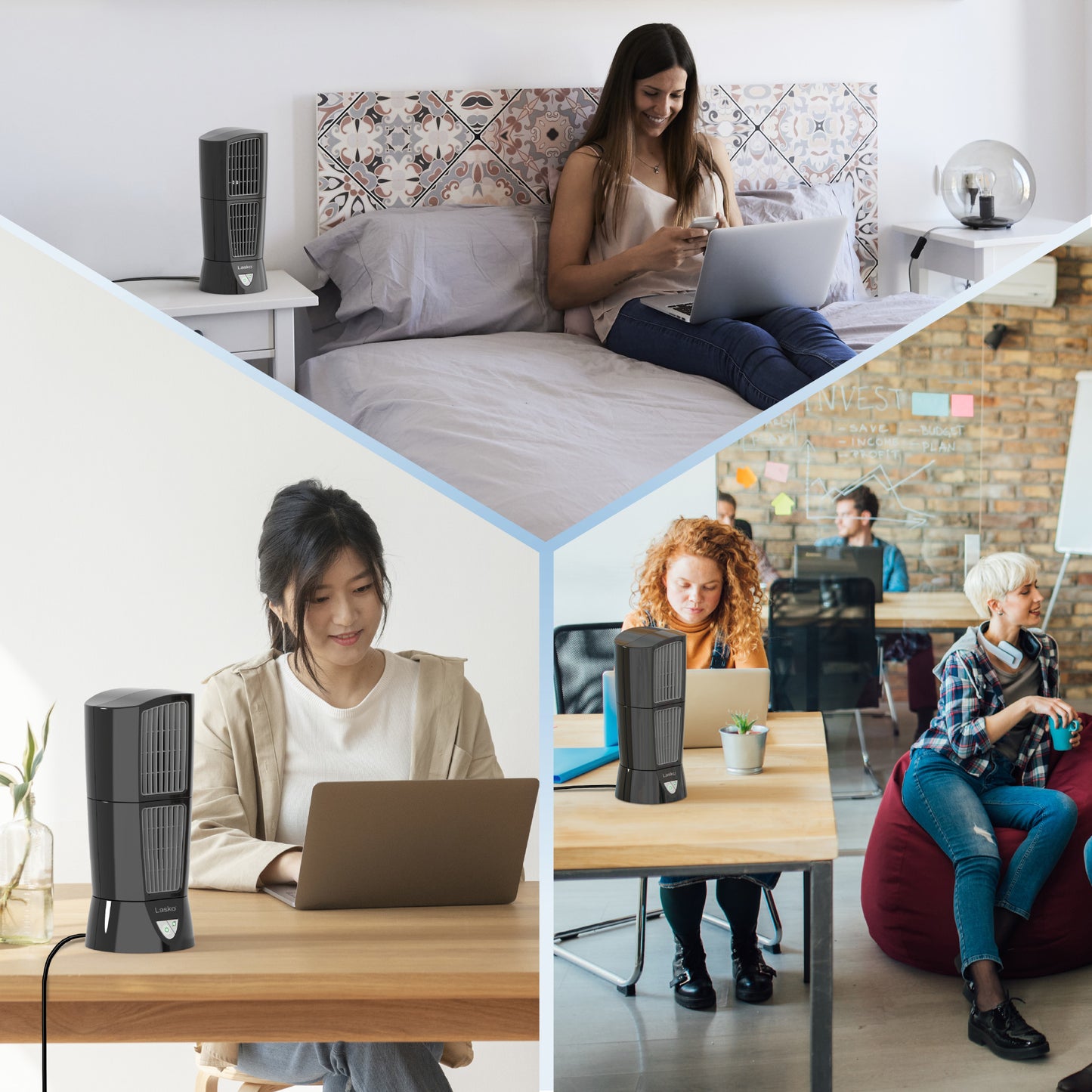 Lasko 14" Desktop Wind Tower 3-Speed Oscillating Table Fan, 4916, Black