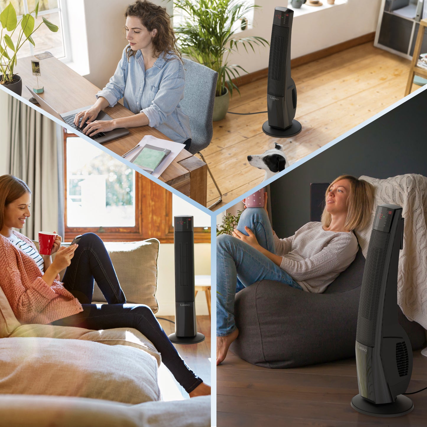 Lasko 1500W Ceramic Tower Space Heater with Remote, CT30796, Black